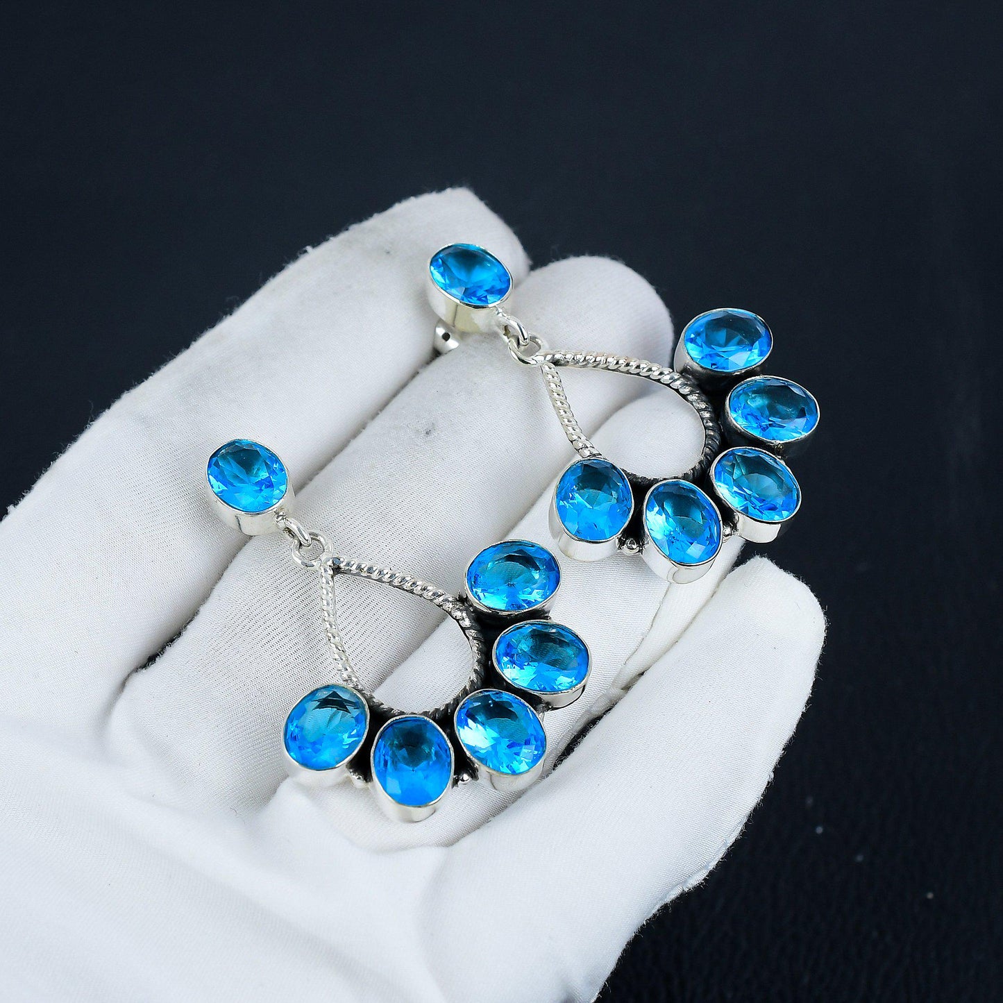Swiss Blue Topaz Gemstone Earrings