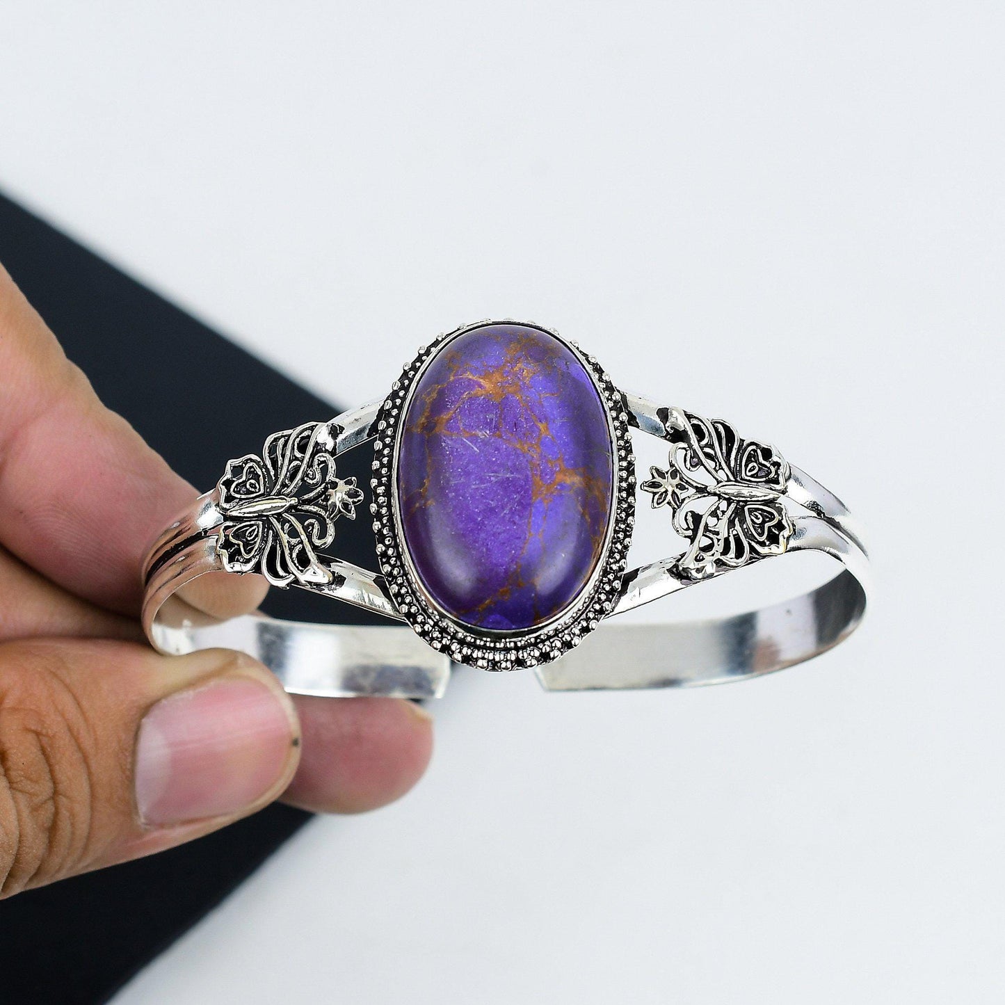 Purple Copper Turquoise Gemstone Bangle