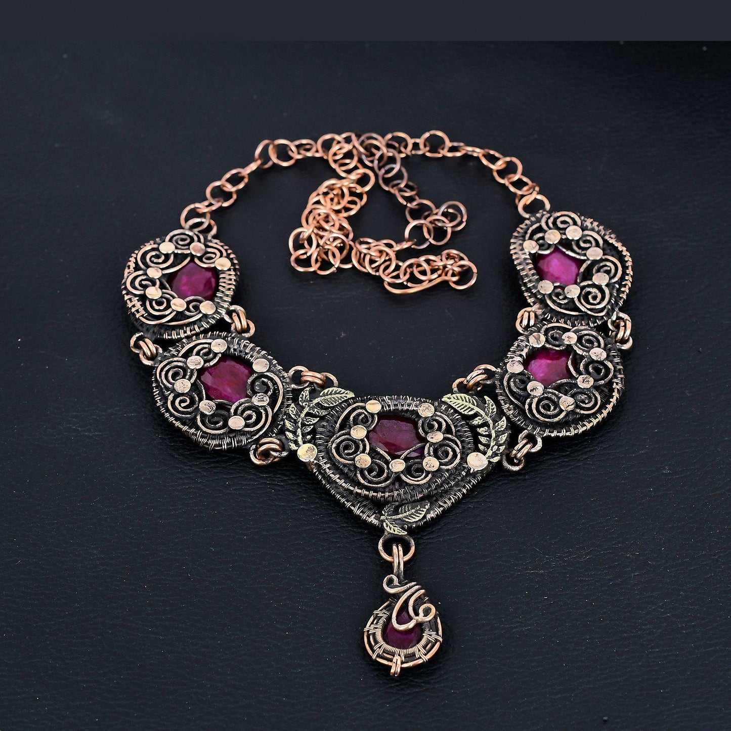 Red Ruby Gemstone Necklace