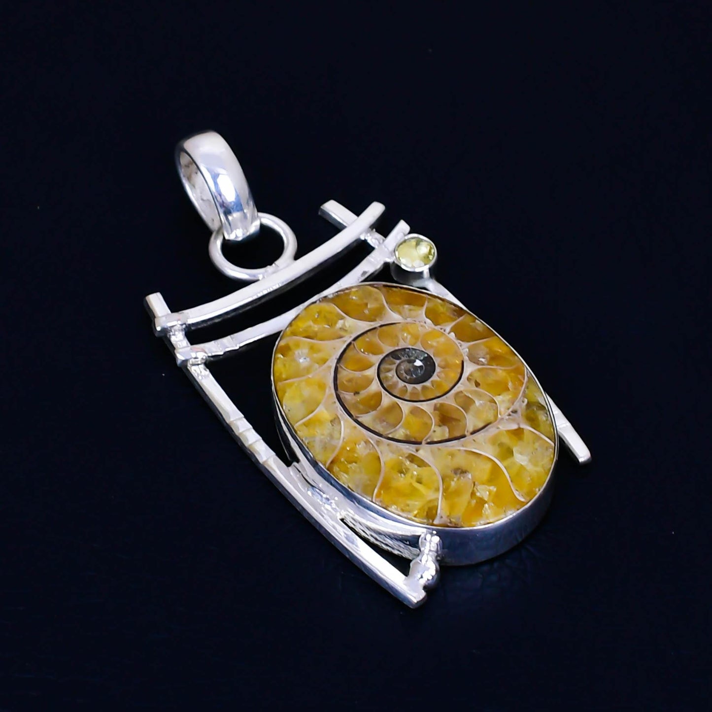 Yellow Ammonite Gemstone Pendant