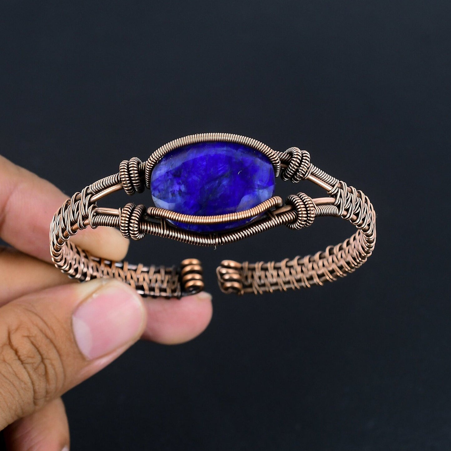 Blue Sapphire Gemstone Cuff Bracelet