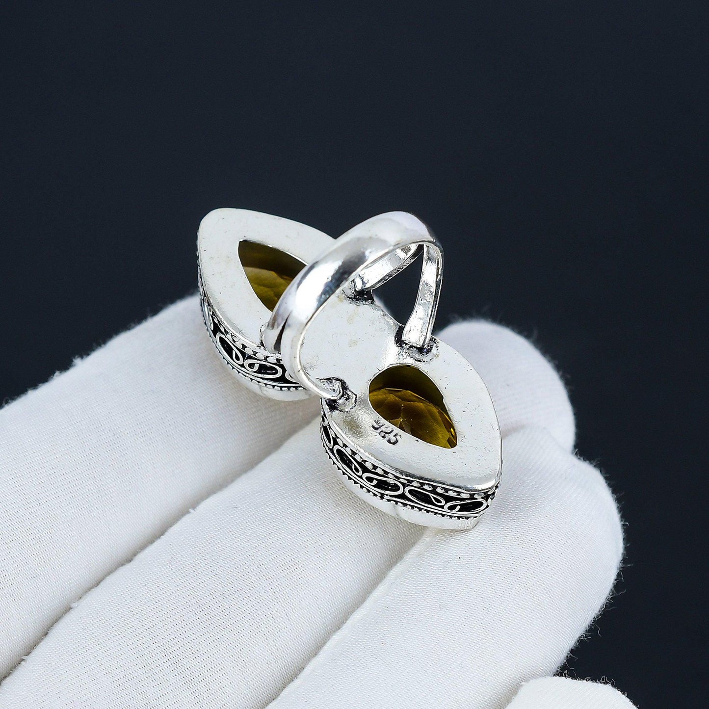 Yellow Citrine Gemstone Sterling Silver Ring
