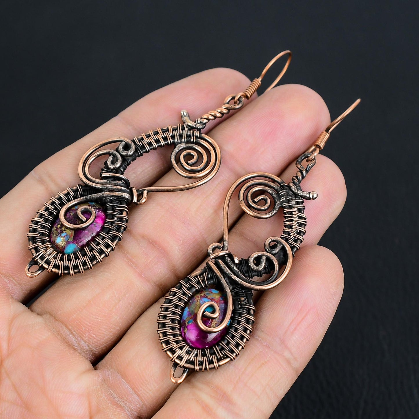 Pink Turquoise Gemstone Earrings