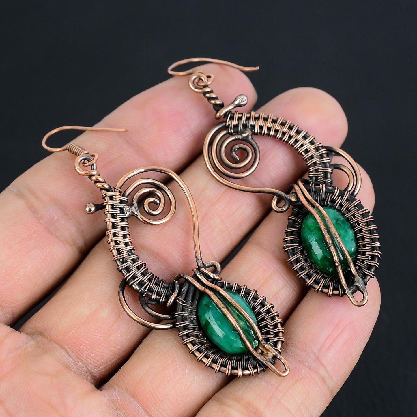 Green Emerald Gemstone Earrings