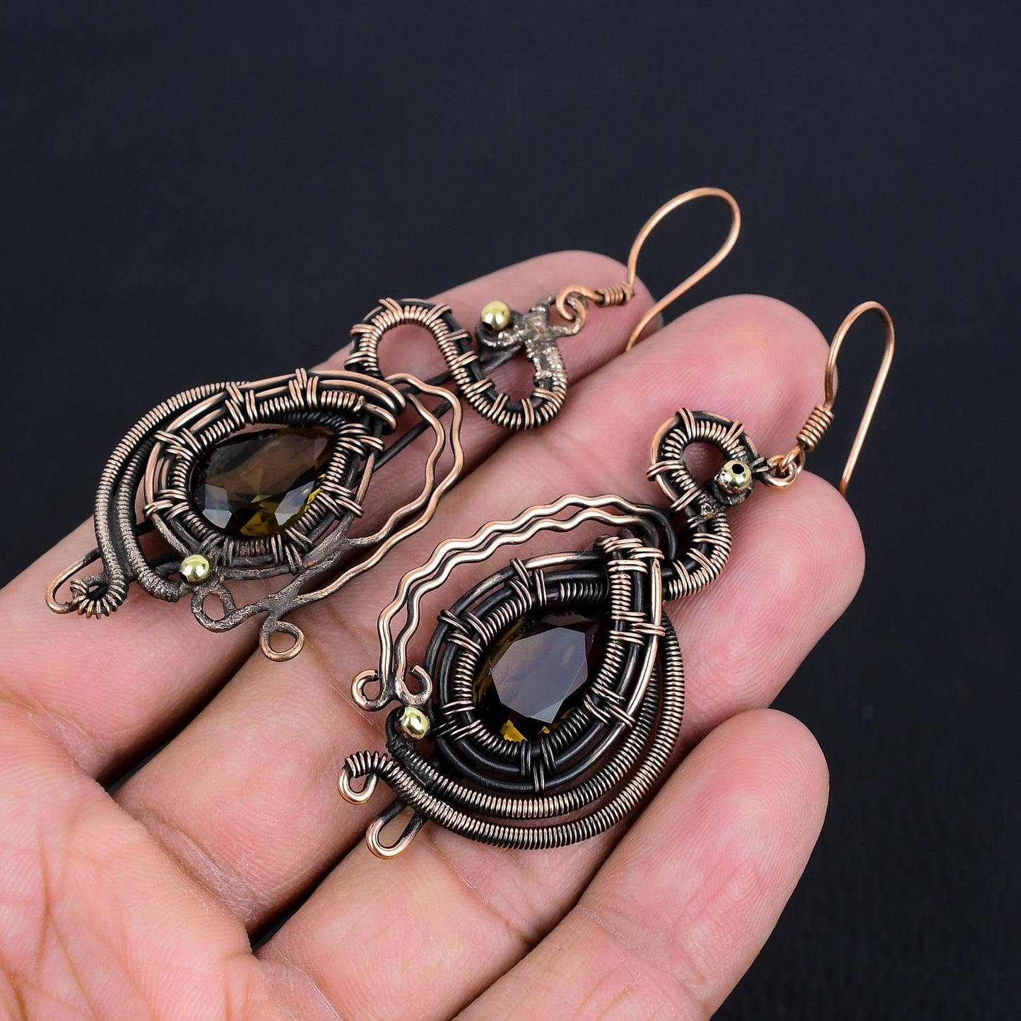 Brown Smoky Topaz Gemstone Earrings