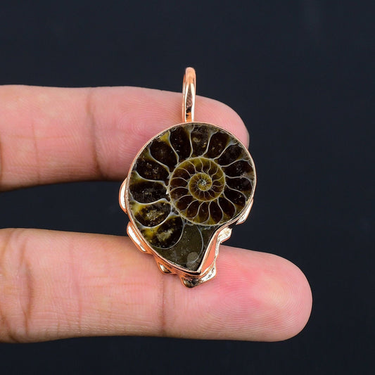 Copper Ammonite Gemstone Pendant