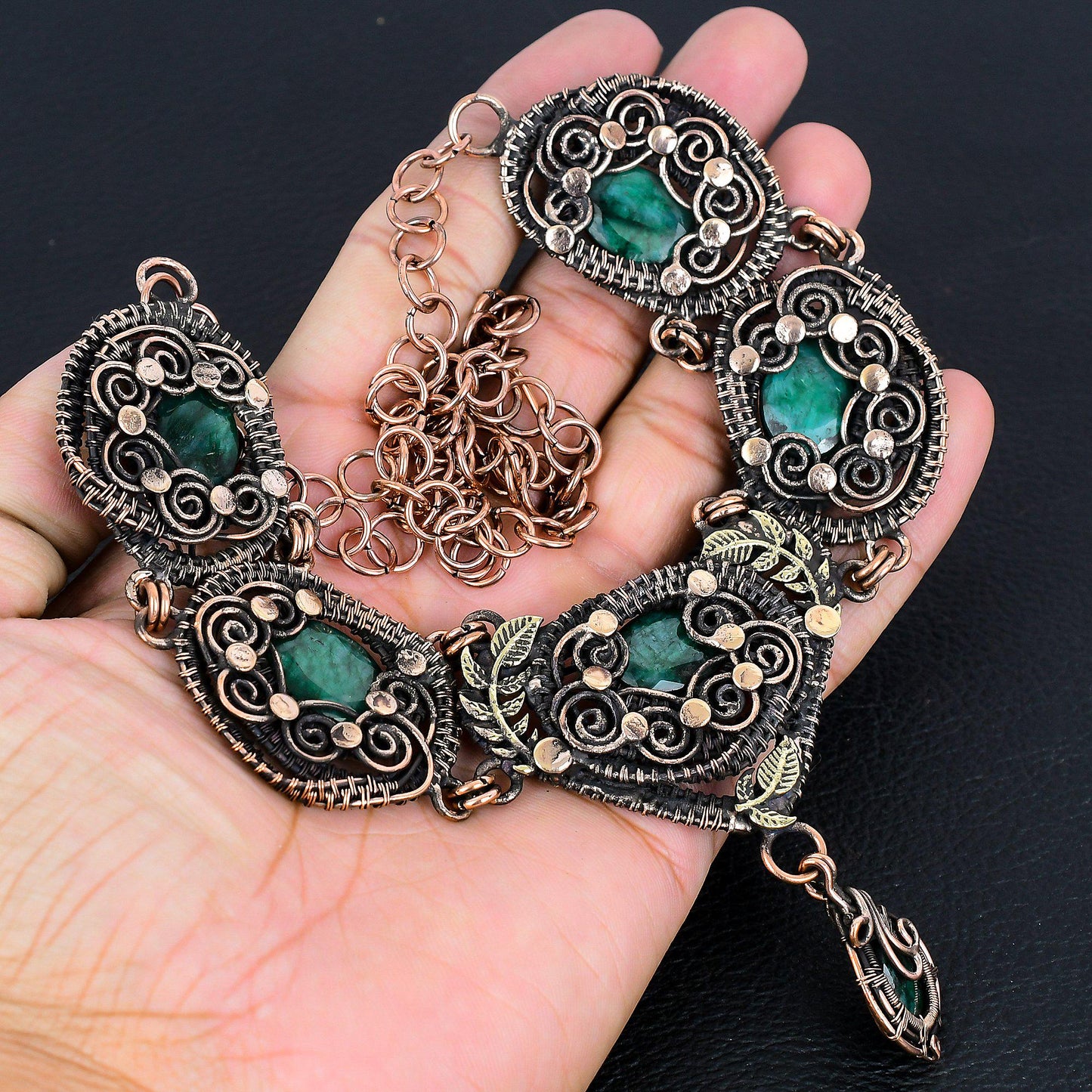 Green Emerald Gemstone Necklace