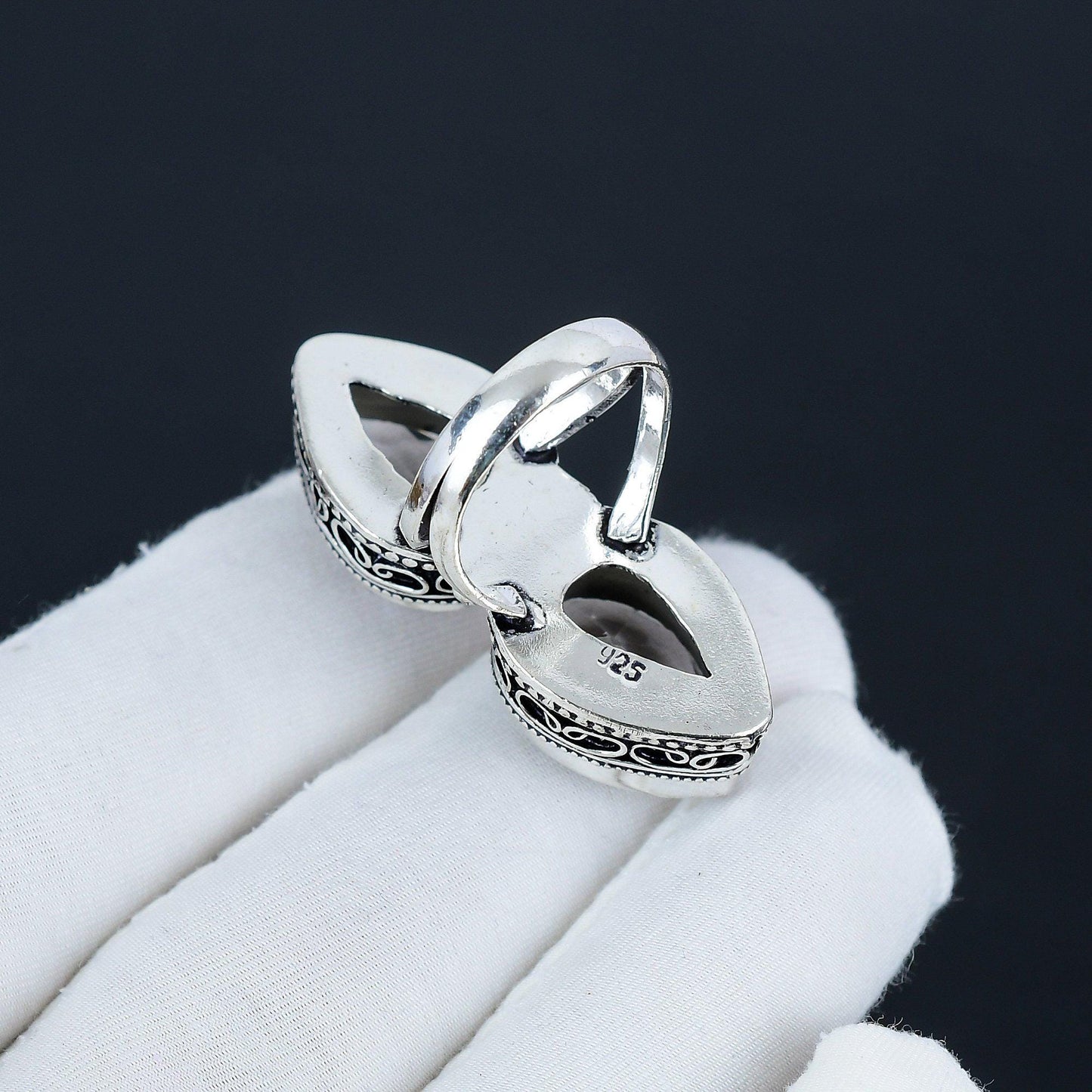 White Topaz Teardrop Double Stone Ring