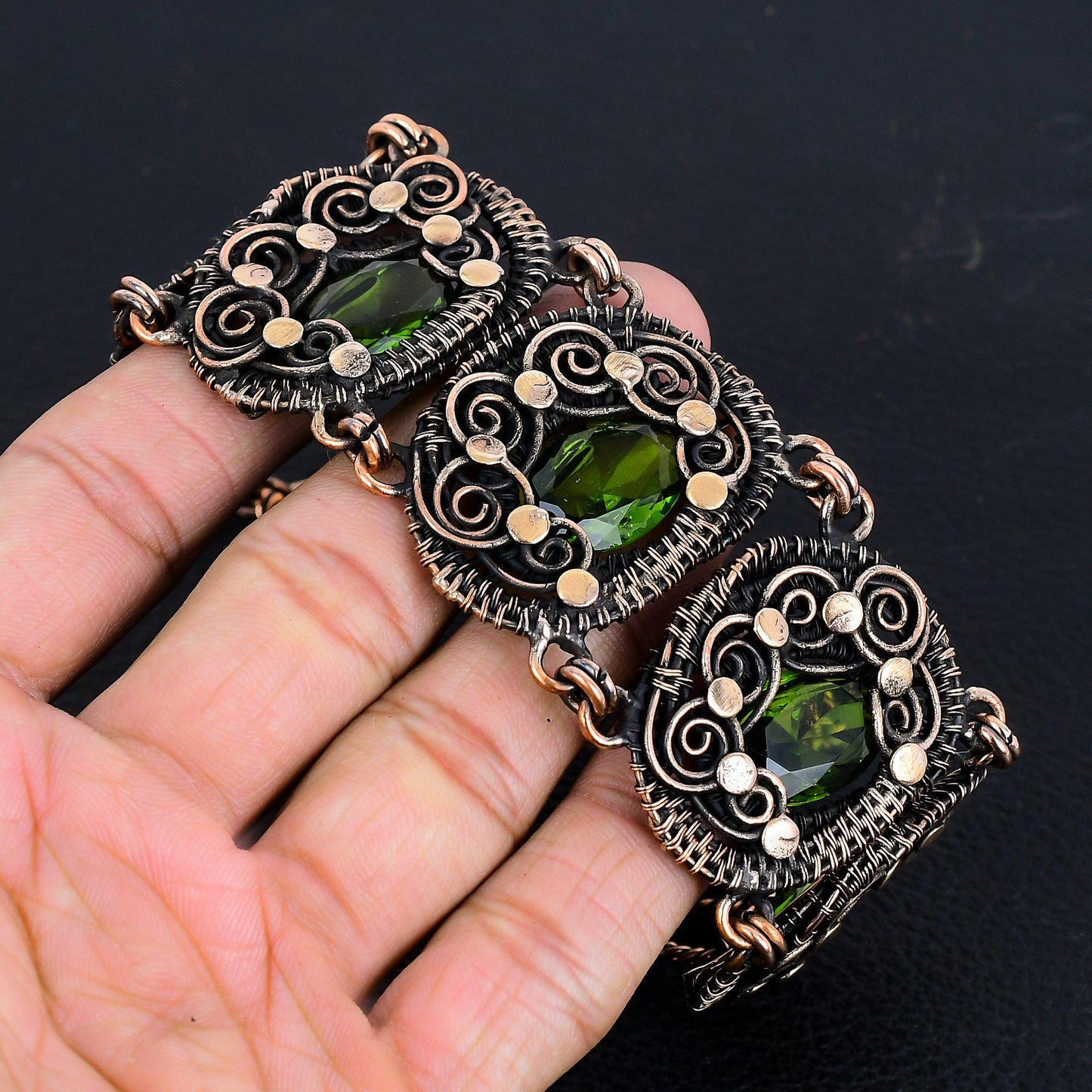 Green Peridot Gemstone Bracelet