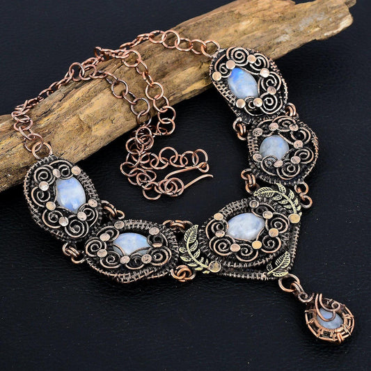 Rainbow Moonstone Gemstone Necklace