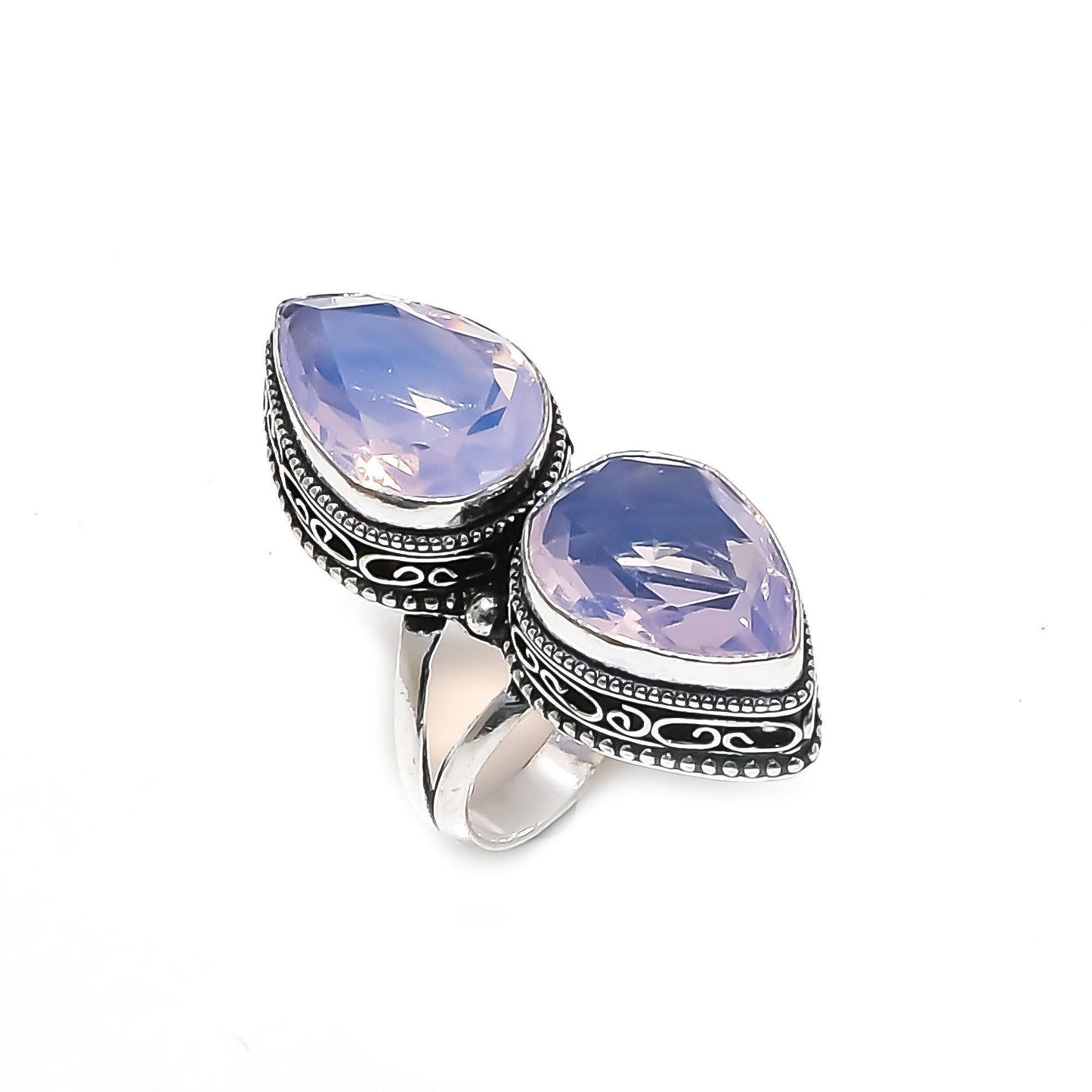 Milky Opal Teardrop Gemstone Ring