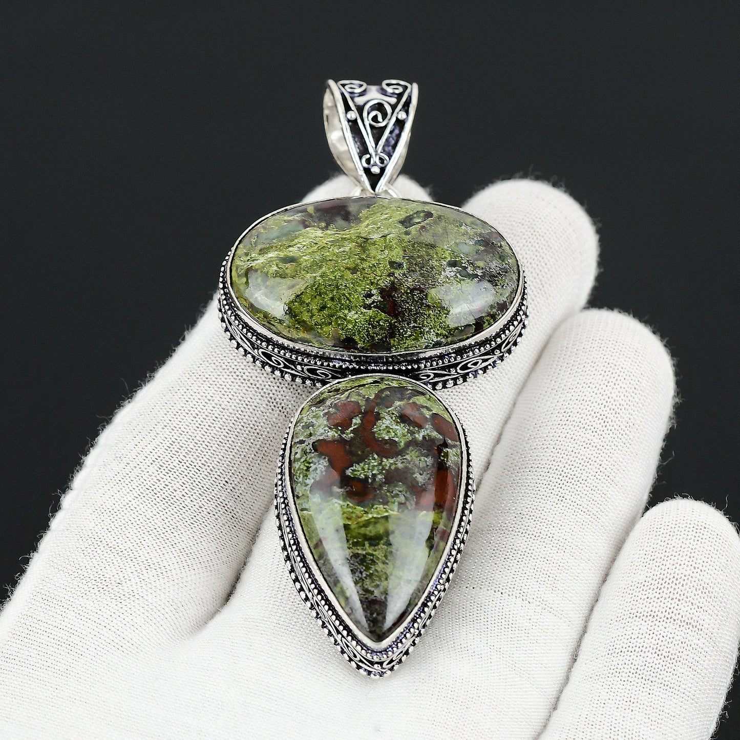 Green & Red Dragon Blood Jasper Pendant