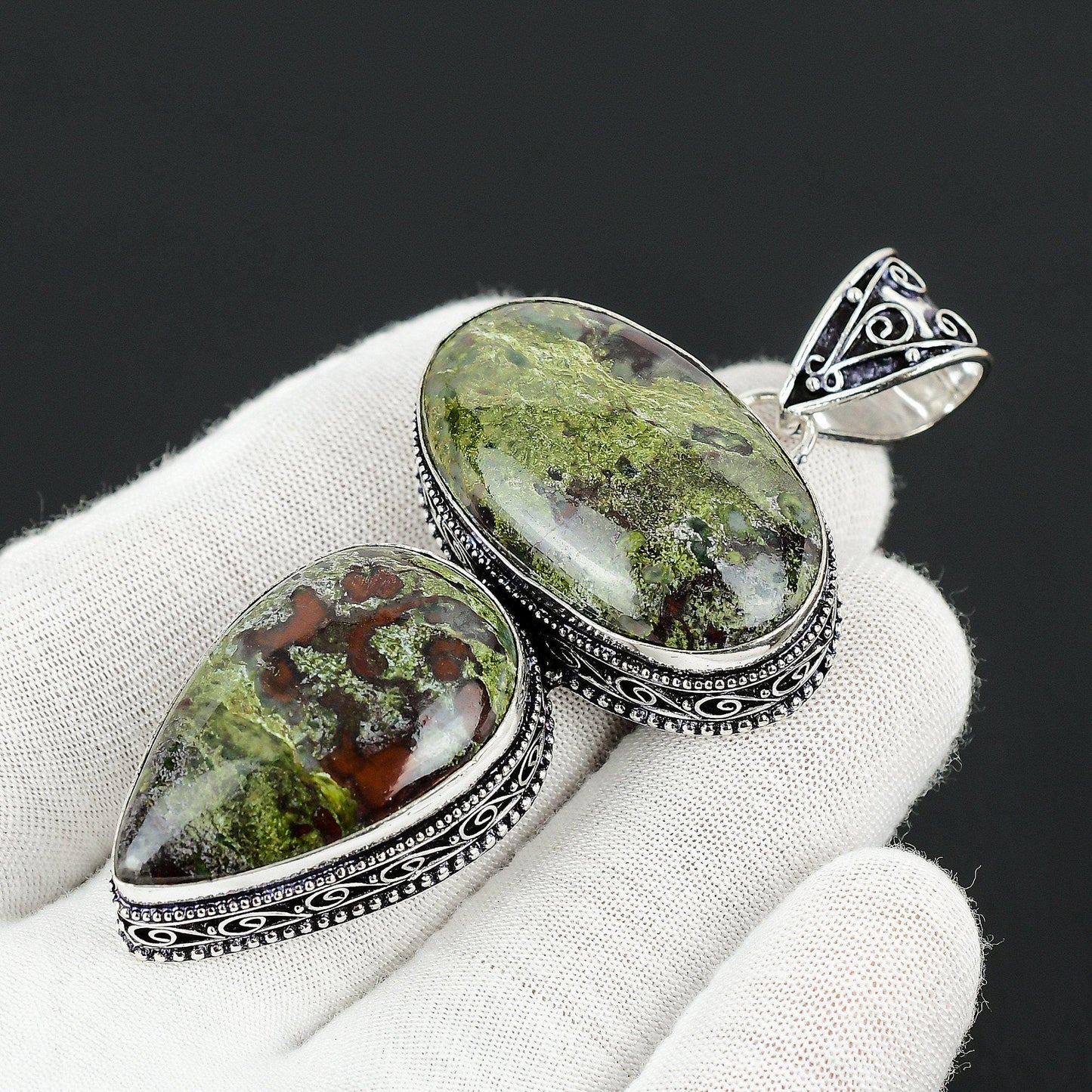 Green & Red Dragon Blood Jasper Pendant
