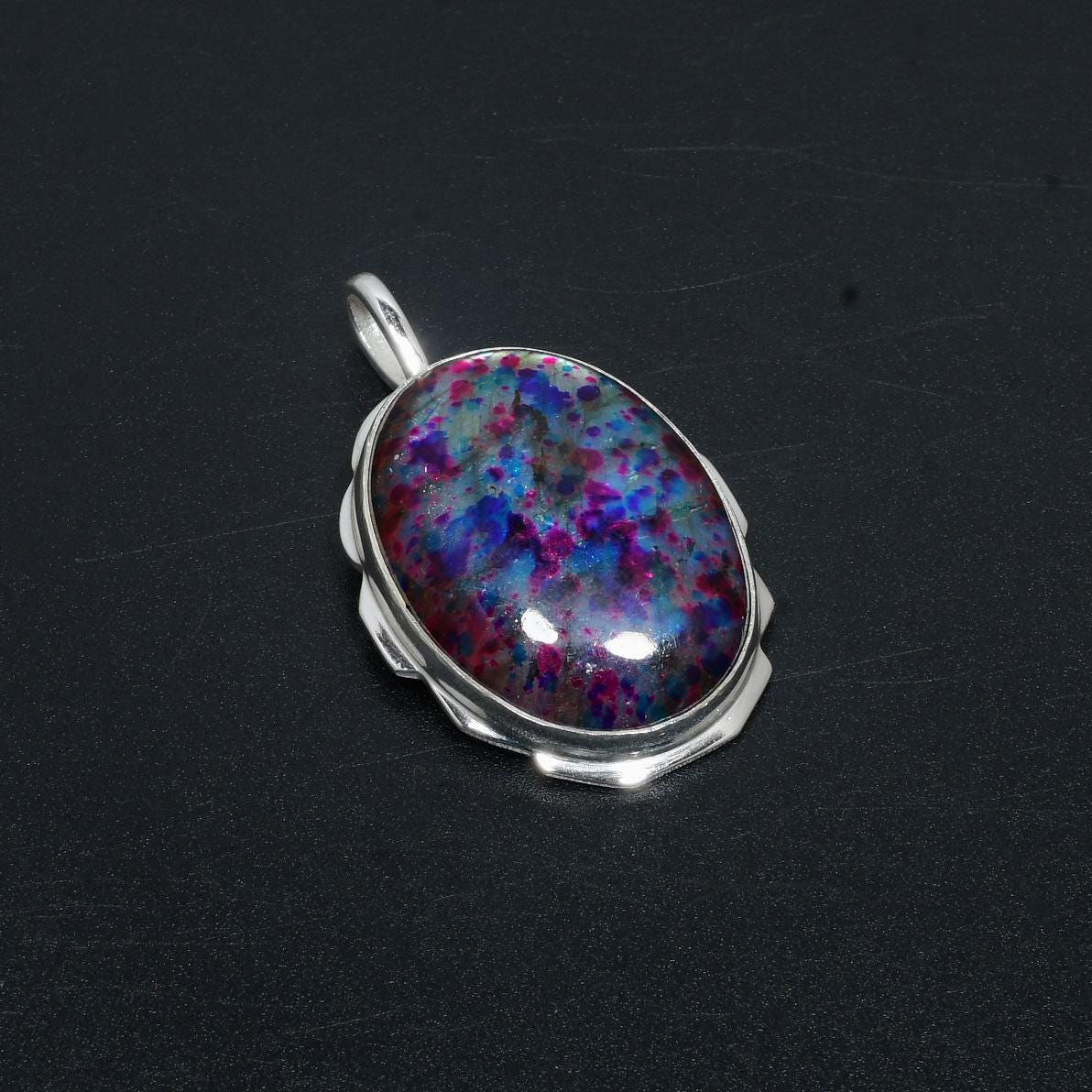 Colorful Multi-Fire Labradorite Silver Pendant