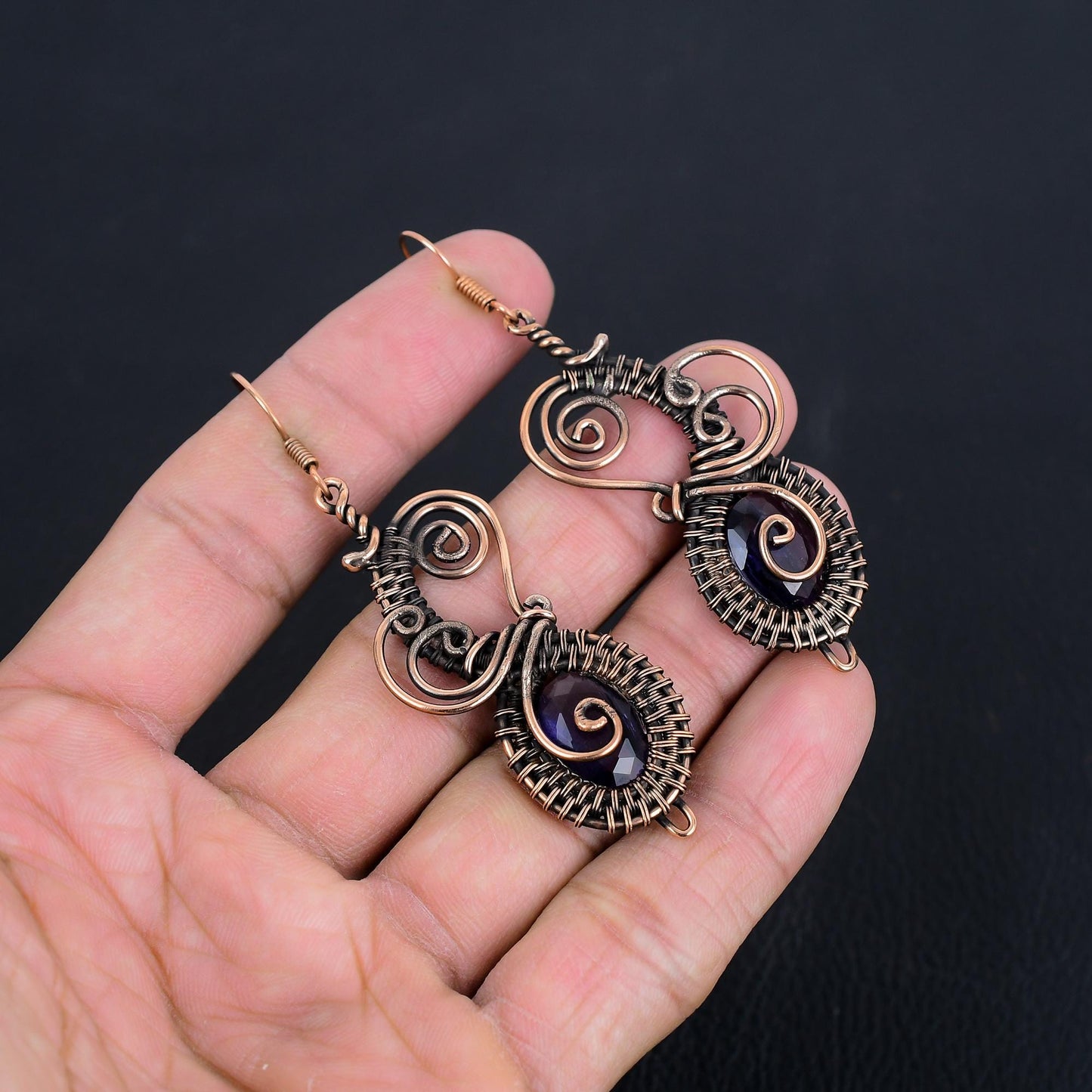 Purple Amethyst Gemstone Dangle Earrings