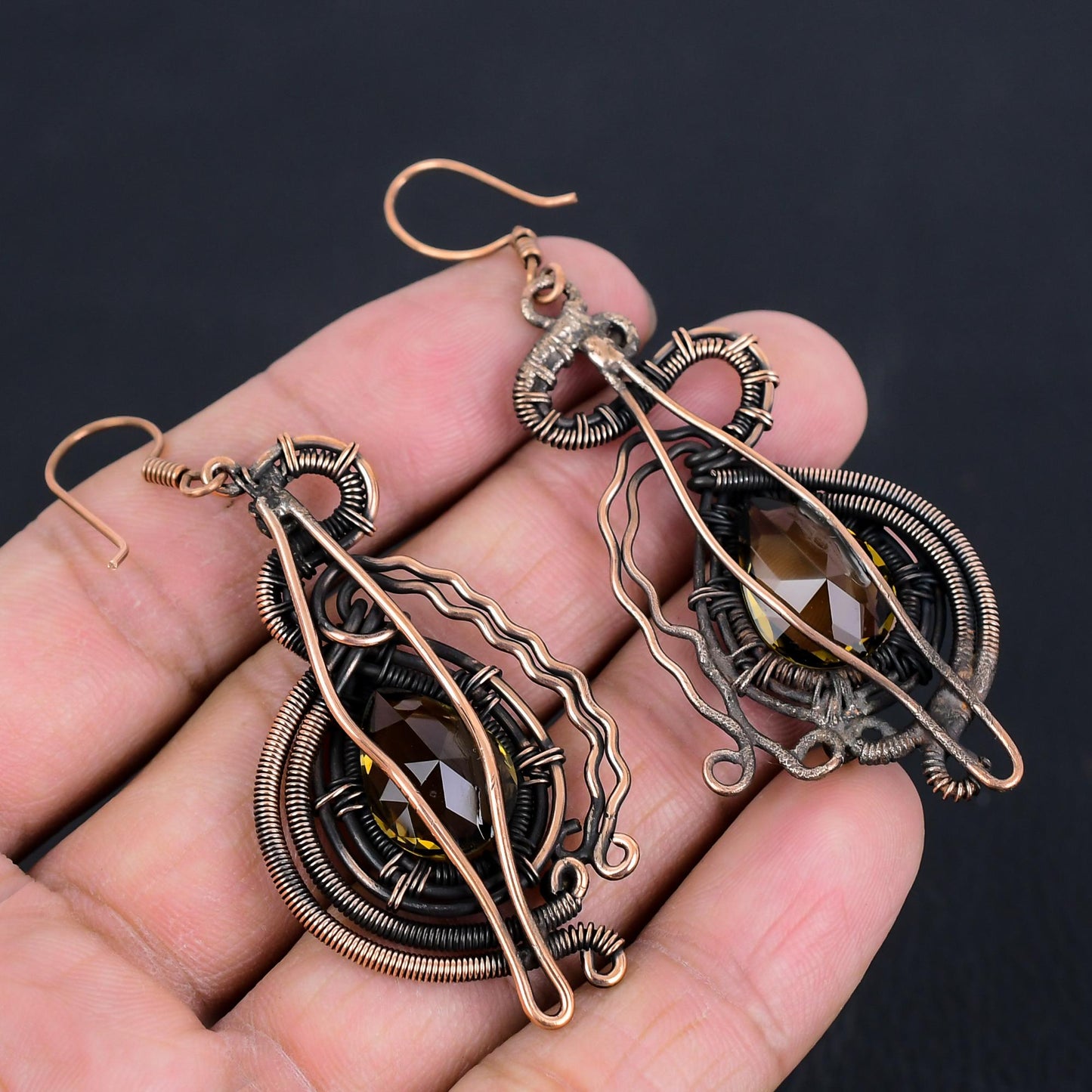 Brown Smoky Topaz Gemstone Earrings