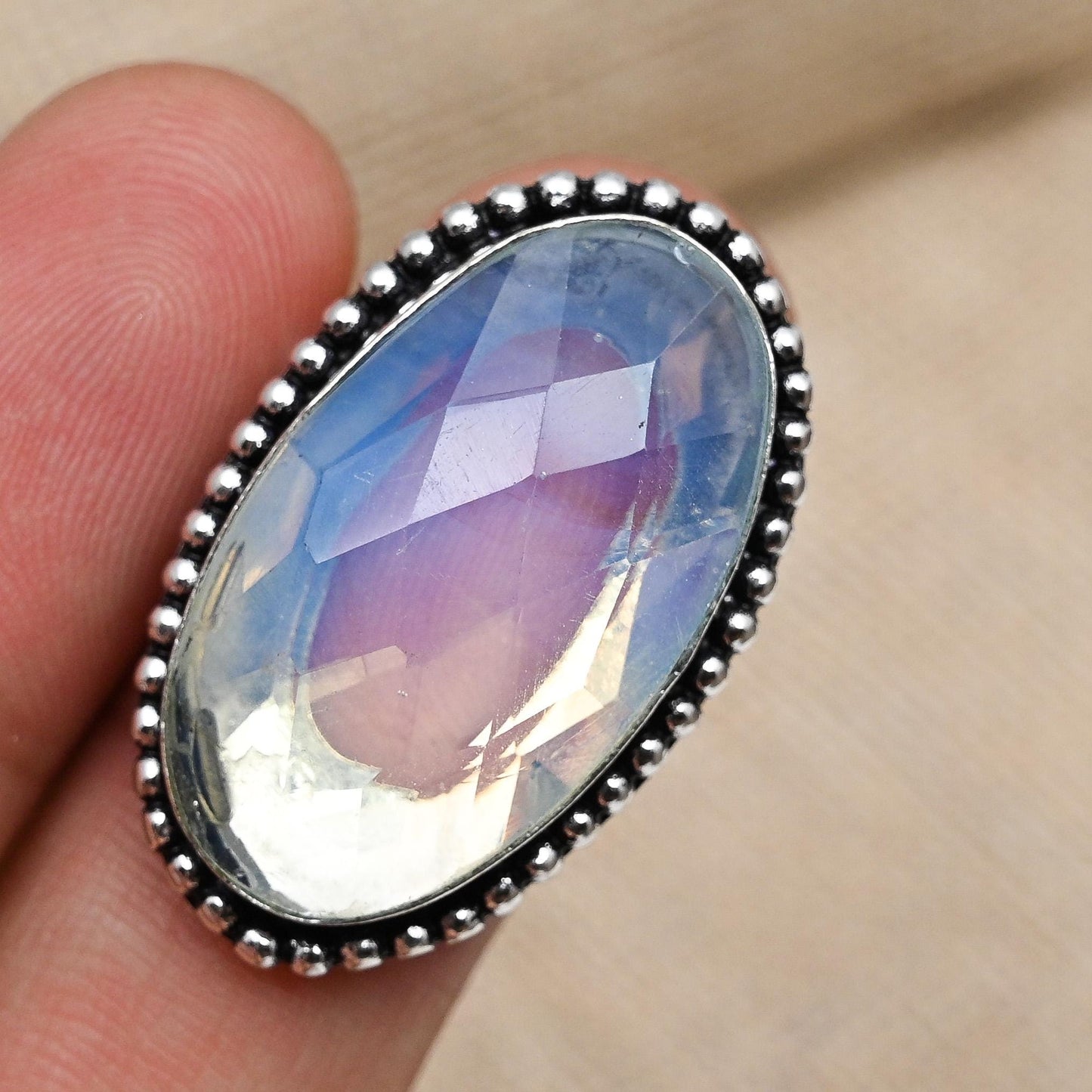Milky Opal Sterling Silver Ring