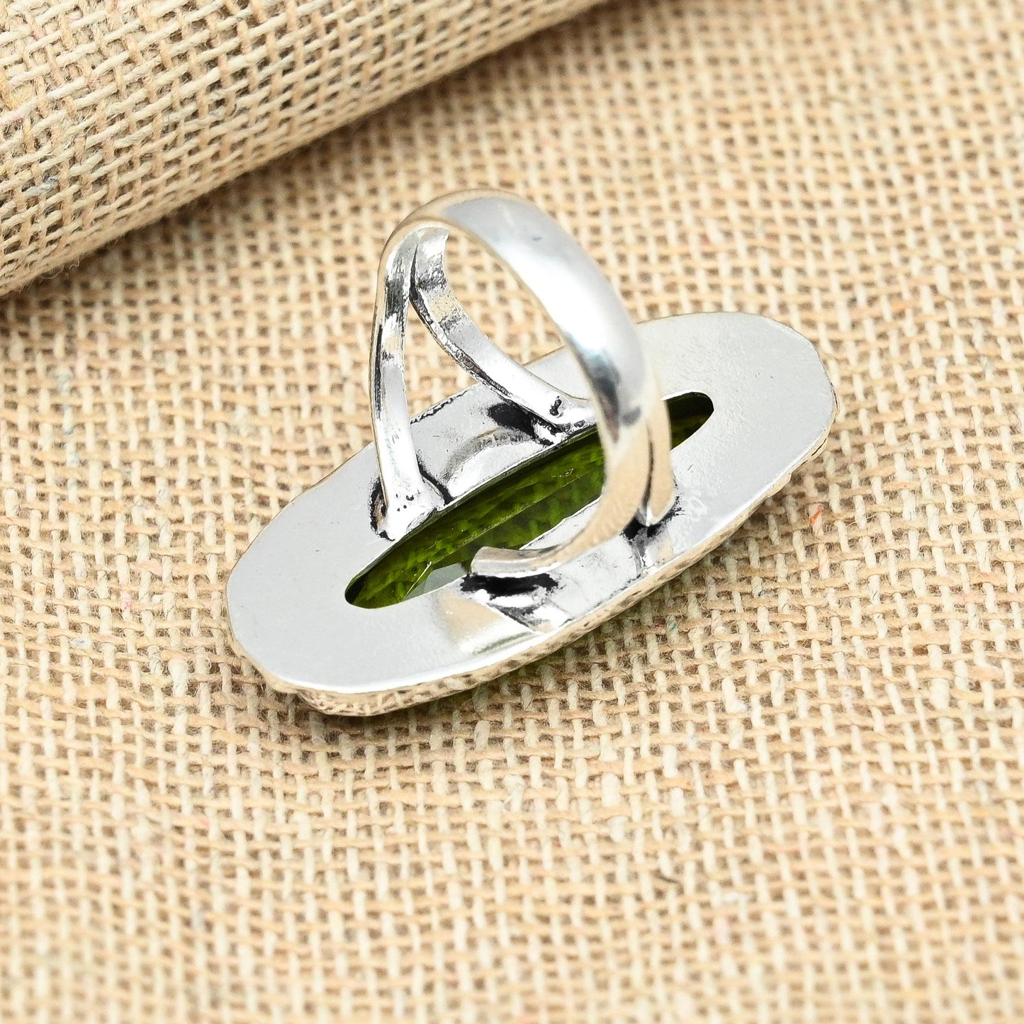 Green Peridot Gemstone Ring