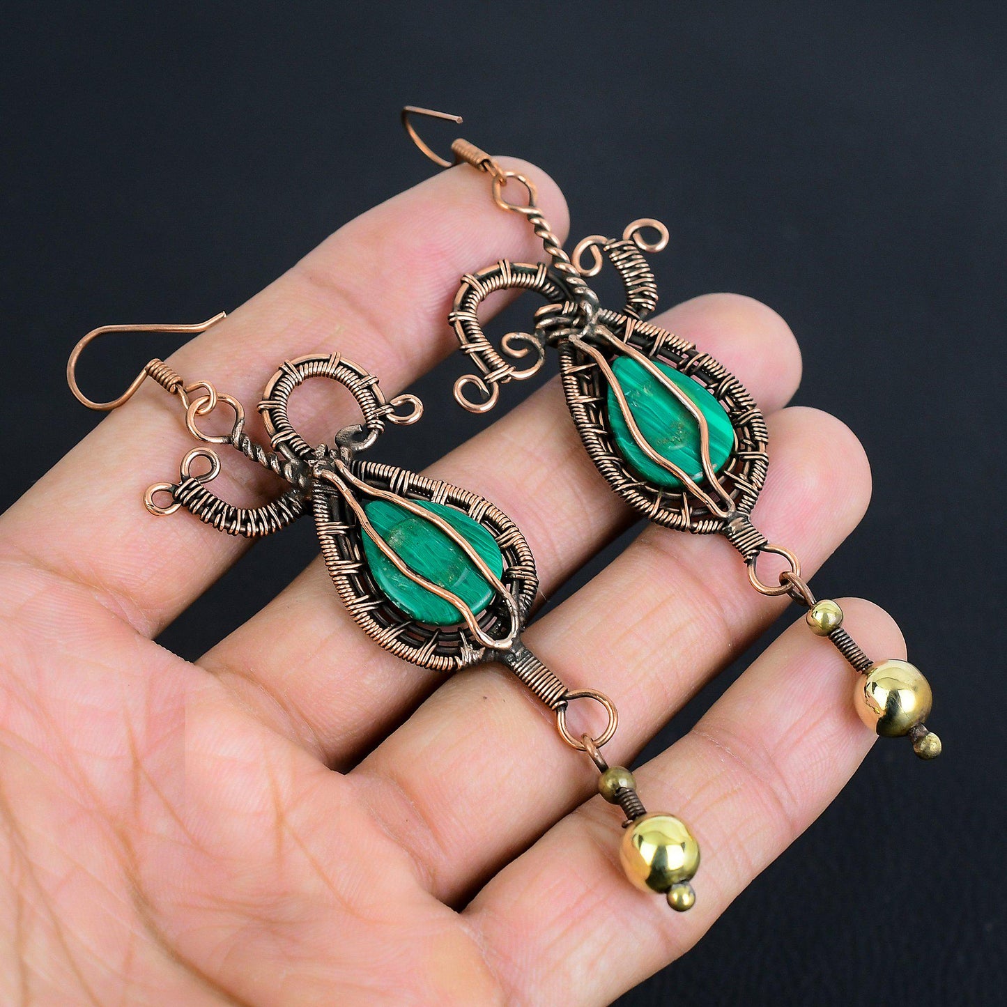 Green Malachite Gemstone Earrings