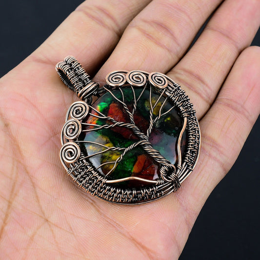 Multi-Colour Labradorite Gemstone Tree of Life Pendant