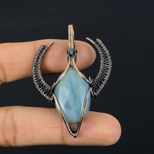 Aquamarine Blue Gemstone Bull Face Pendant