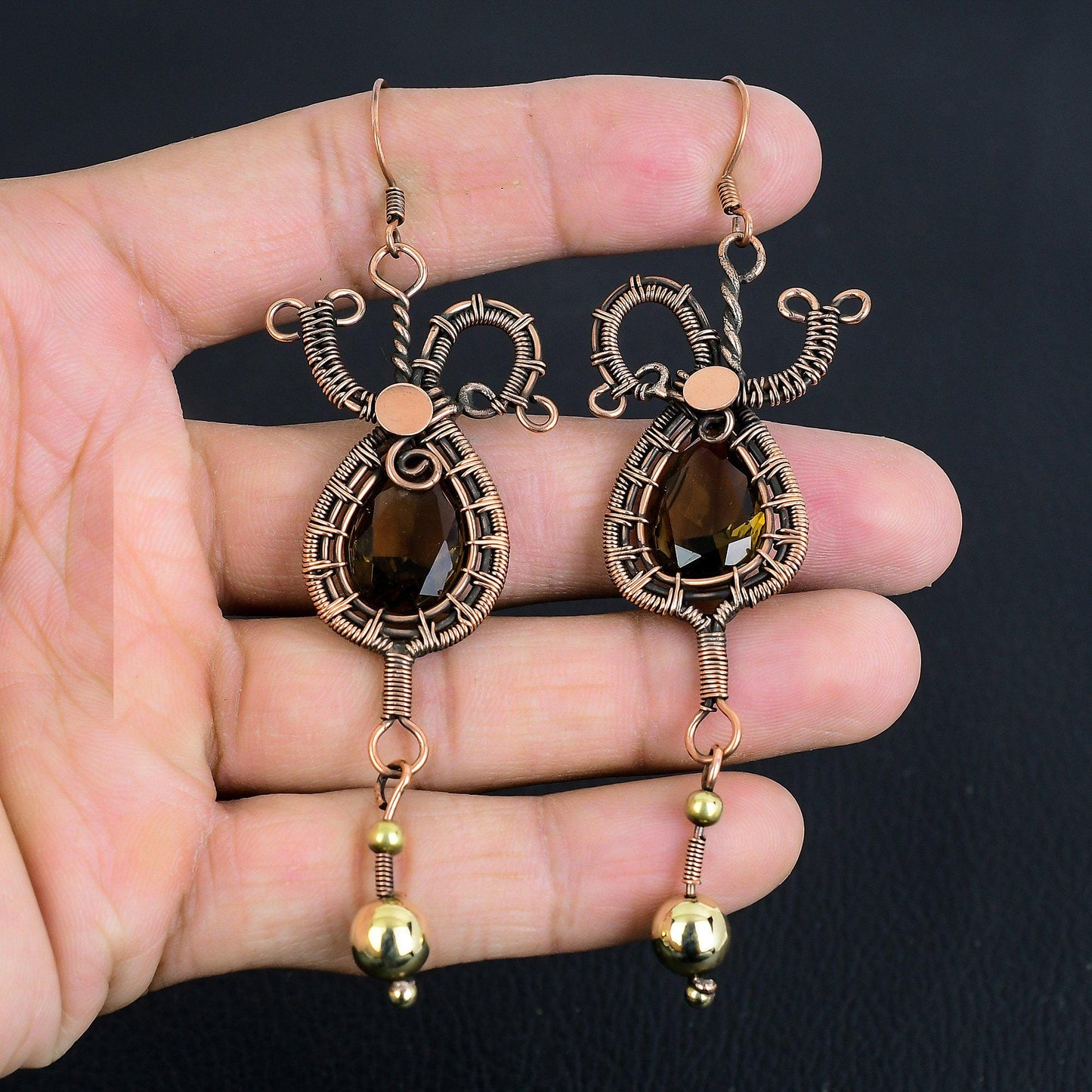 Brown Smoky Topaz Gemstone Earrings