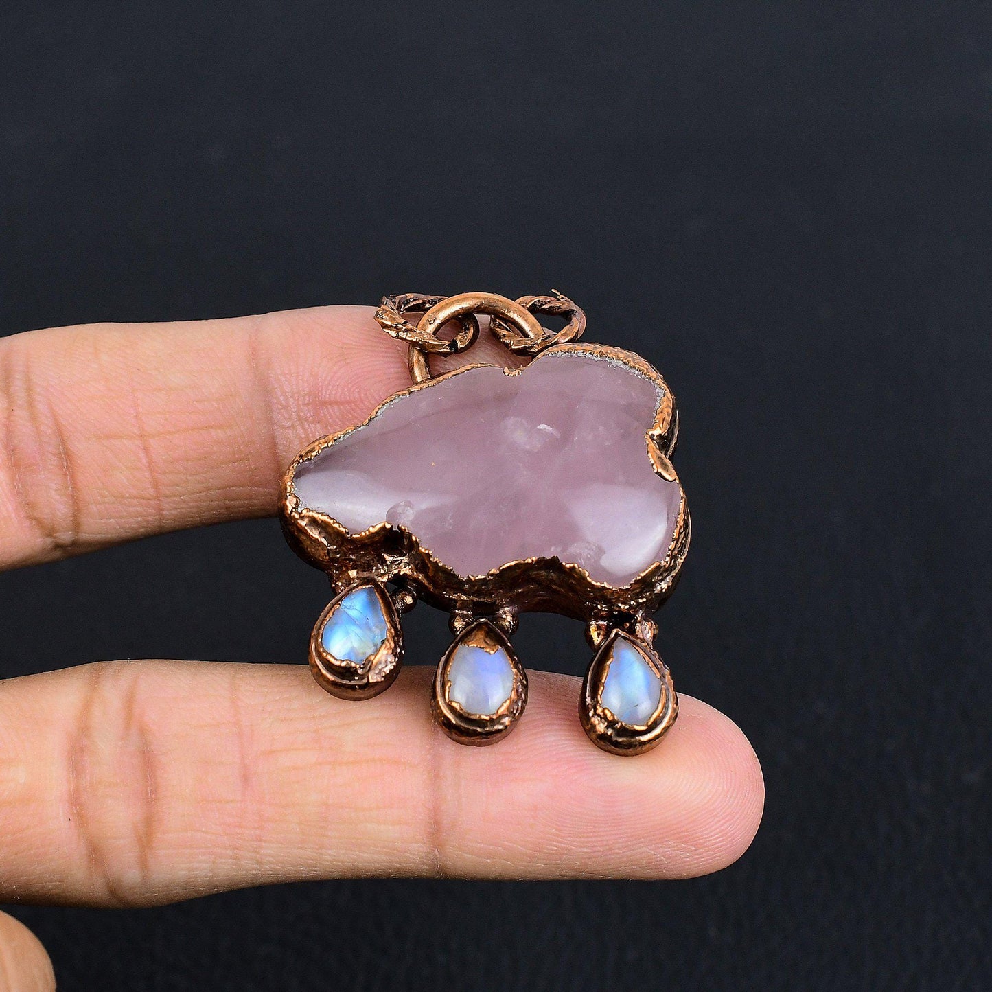 Rose Quartz Gemstone Cloud Pendant Necklace