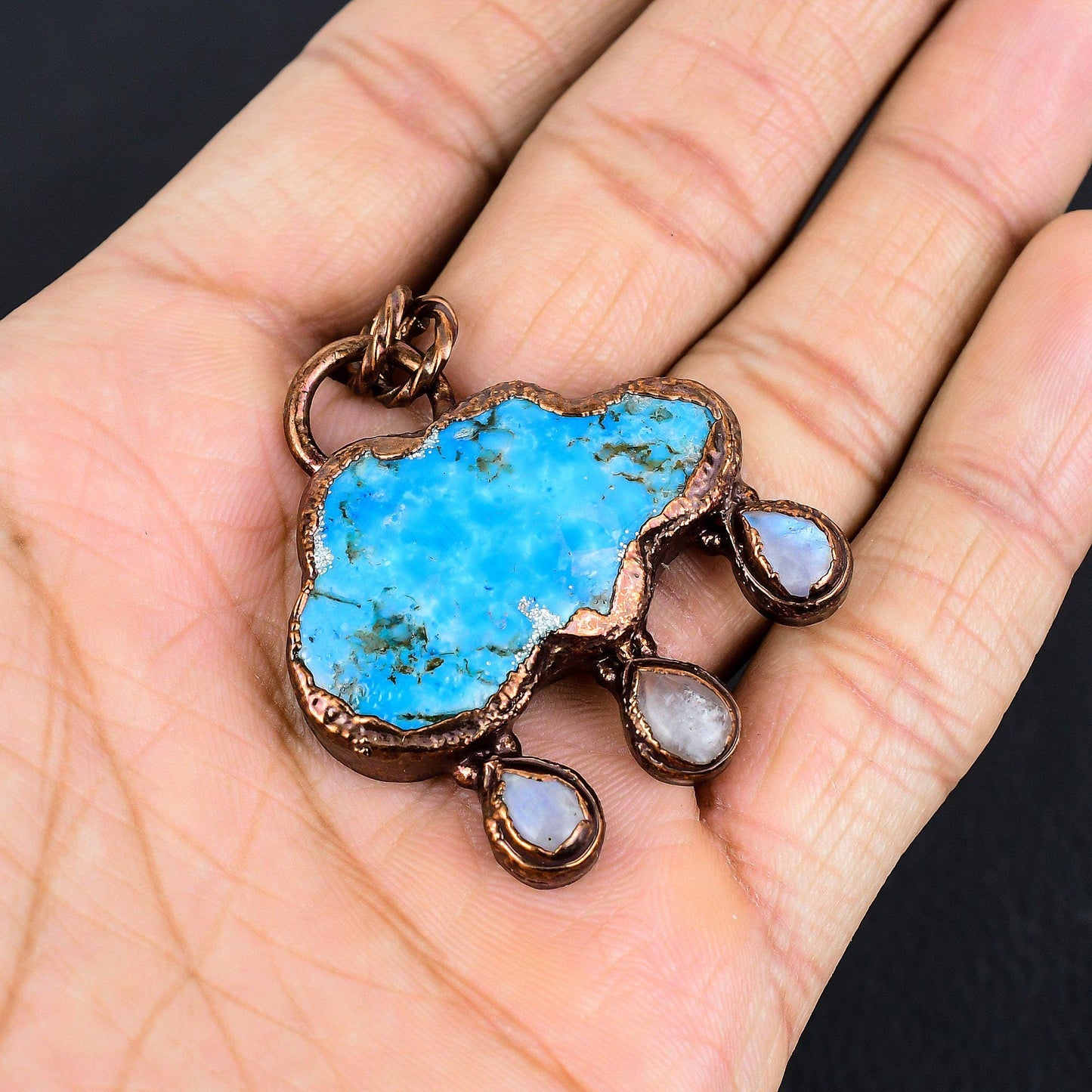Turquoise Moonstone Gemstone Pendant