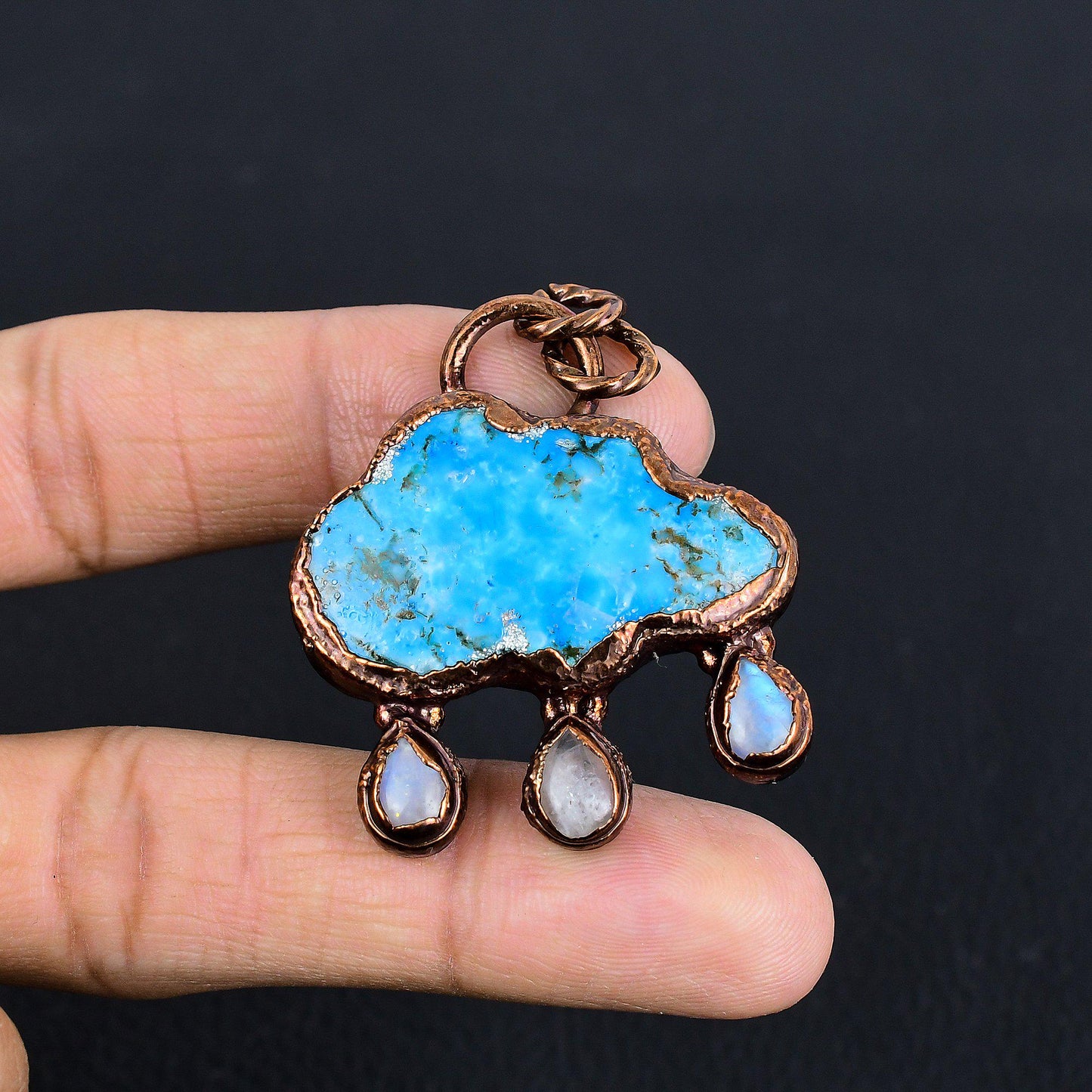 Turquoise Moonstone Gemstone Pendant