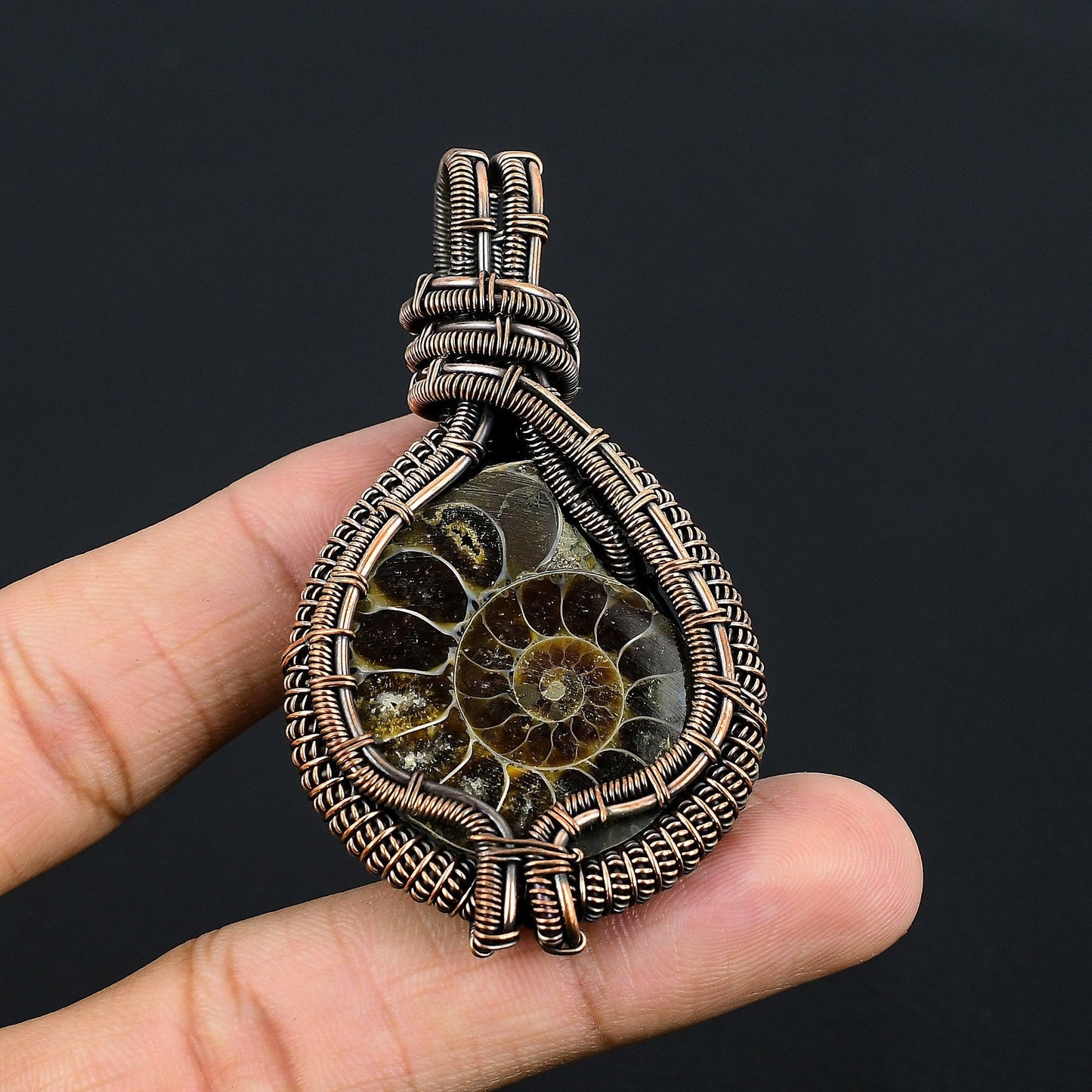 Iridescent Ammonite Gemstone Pendant