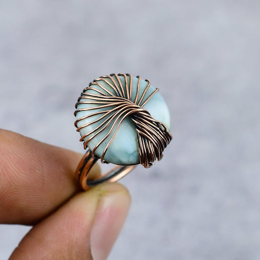 Blue Larimar Gemstone Ring