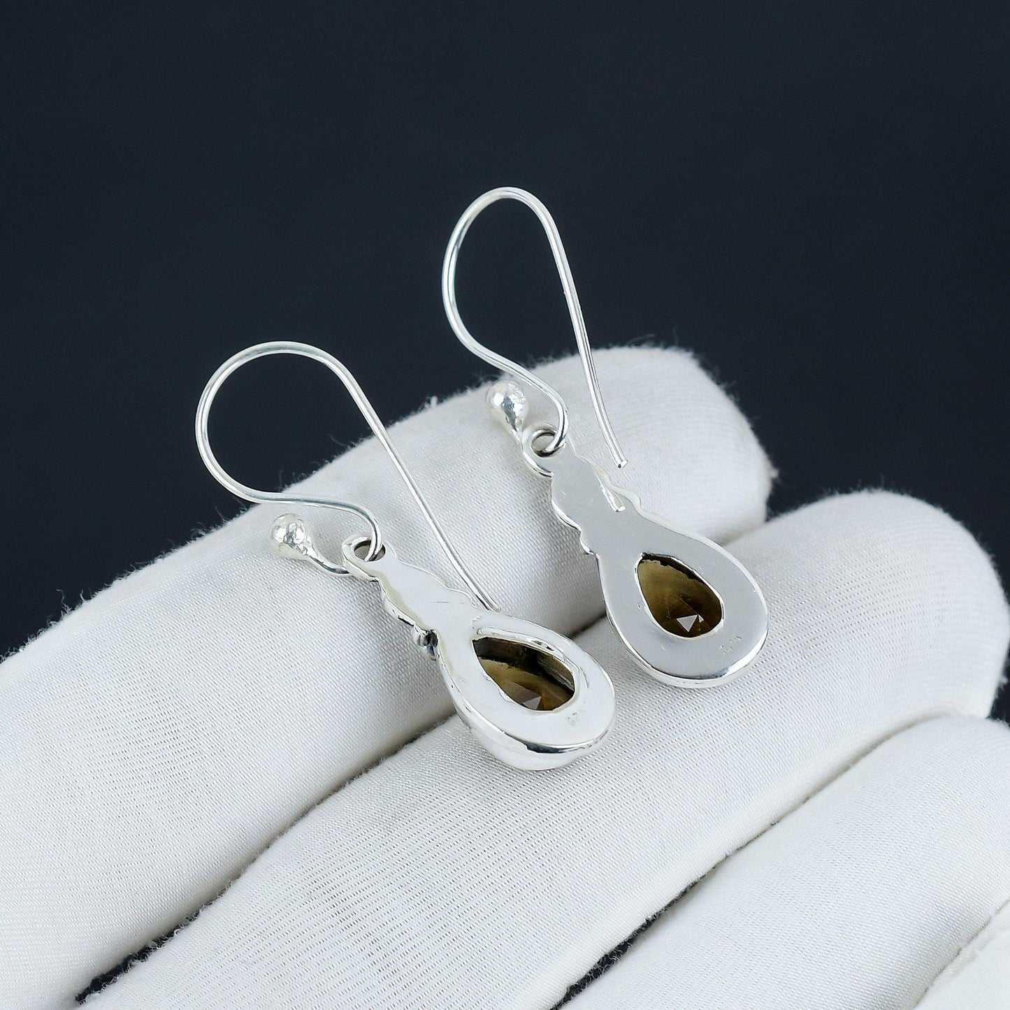 Smoky Topaz Teardrop Dangle Earrings