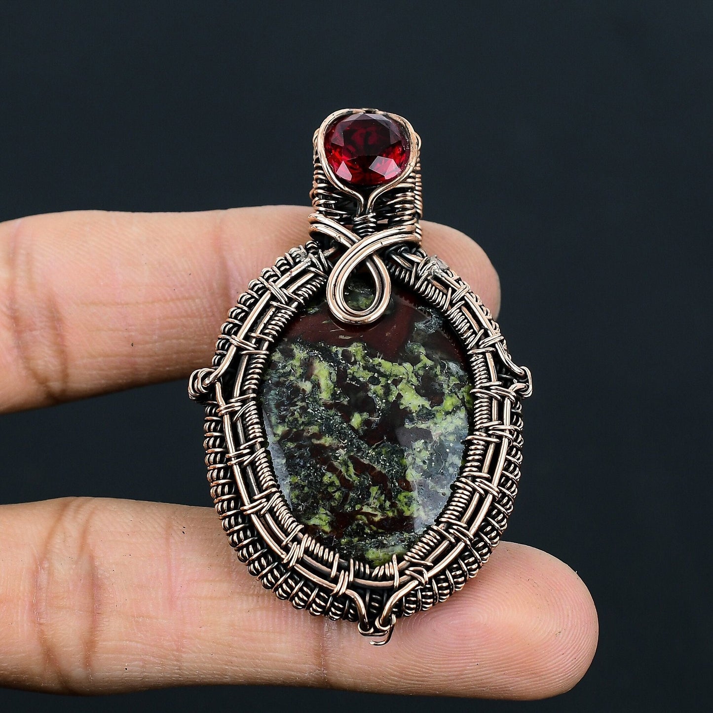Green Bloodstone Gemstone Pendant