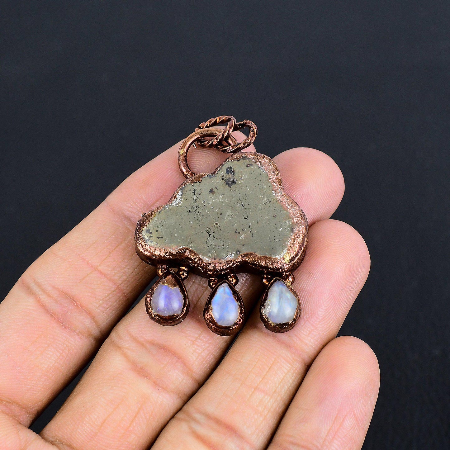 Golden Pyrite Moonstone Gemstone Pendant