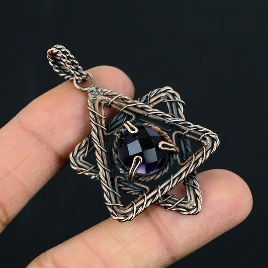 Purple Amethyst Gemstone Star Pendant