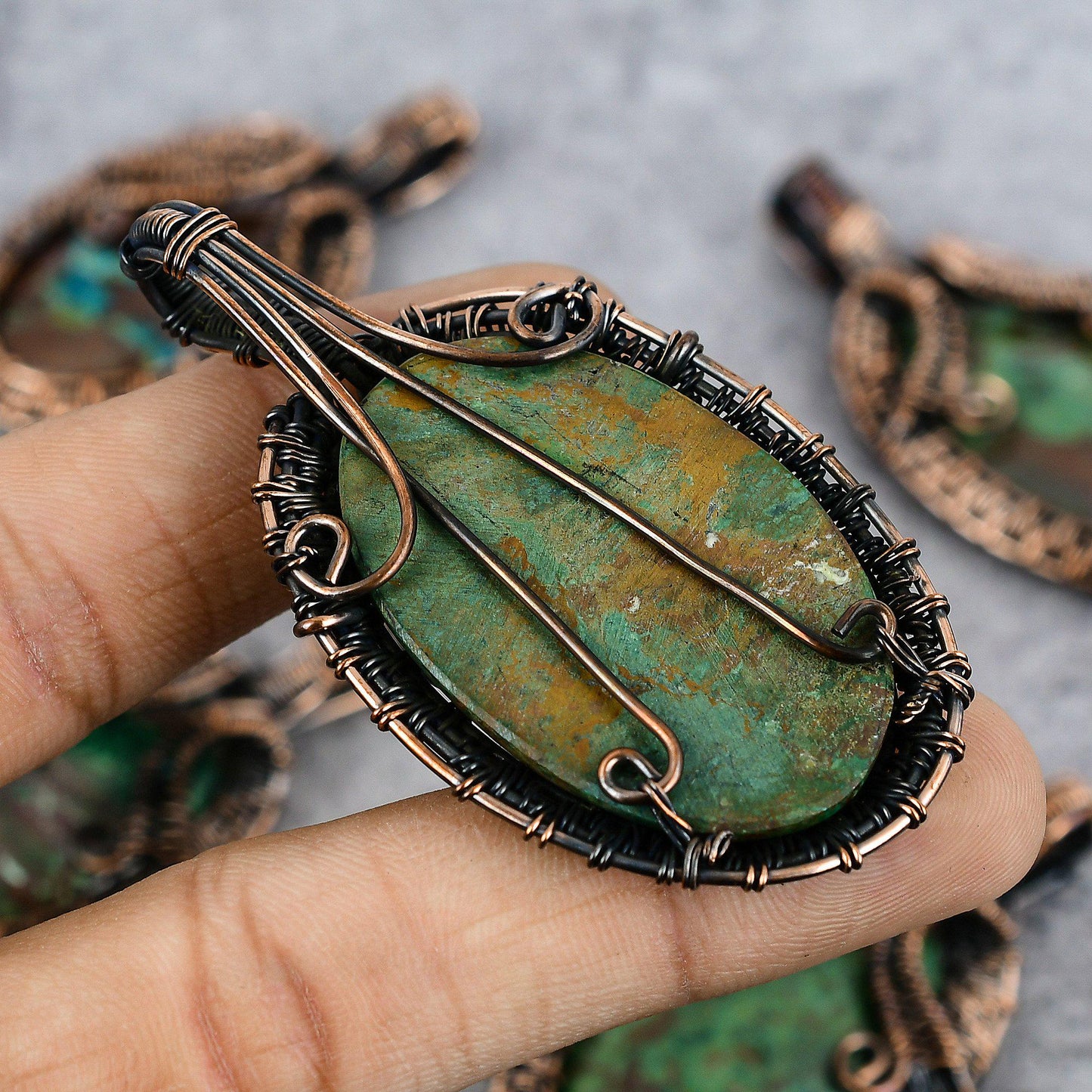 Blue Green Azurite Malachite Gemstone Pendant