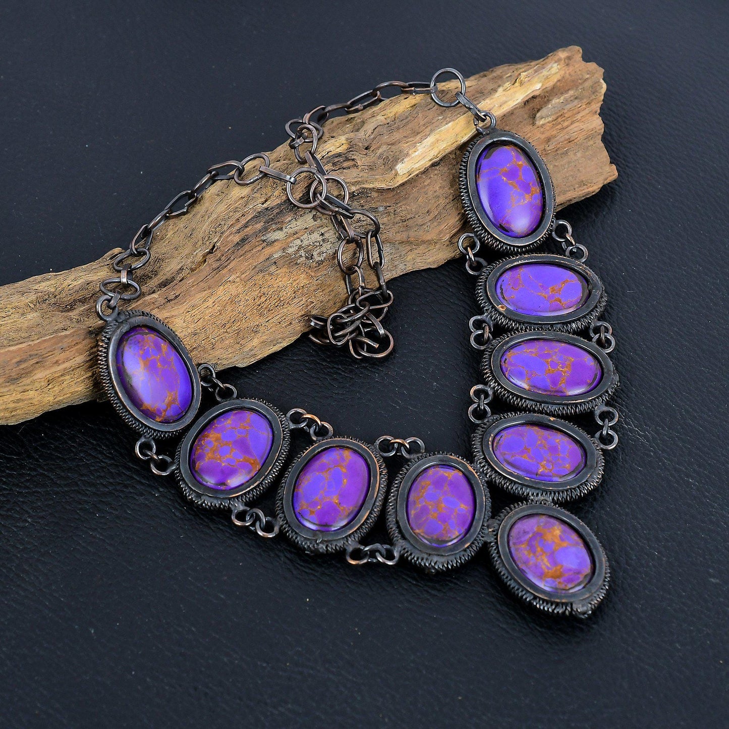 Purple Turquoise Gemstone Necklace