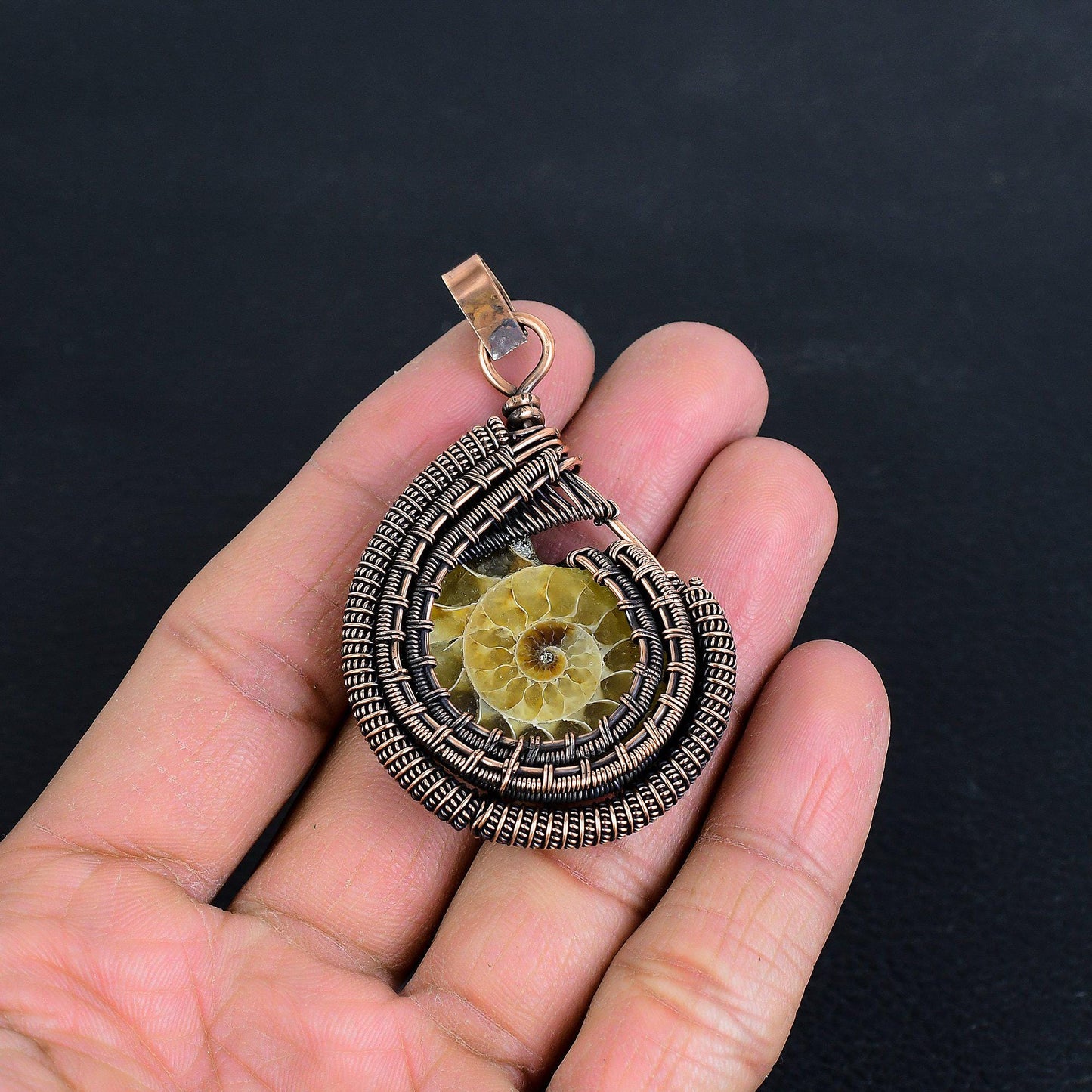 Brown Ammonite Gemstone Pendant