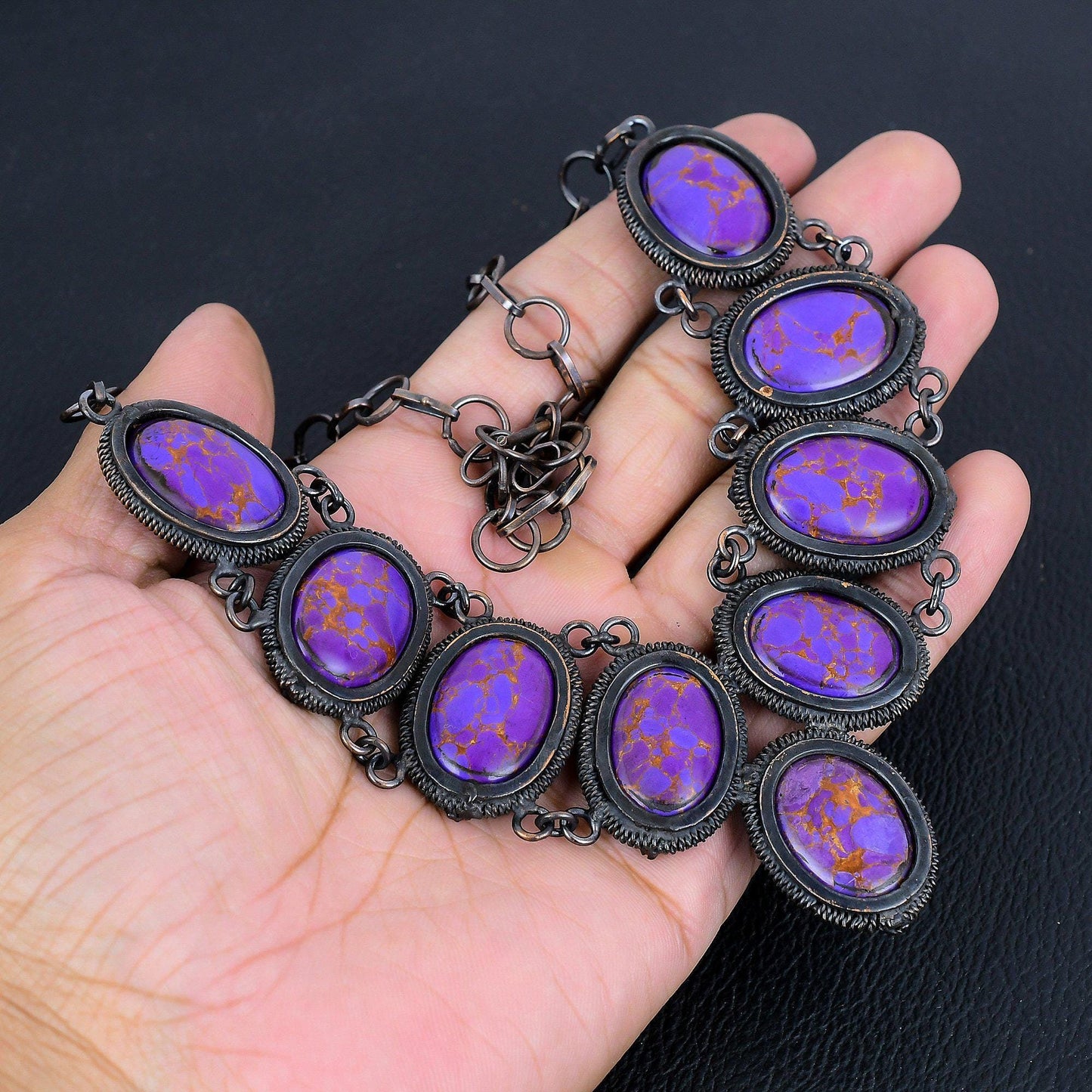 Purple Turquoise Gemstone Necklace