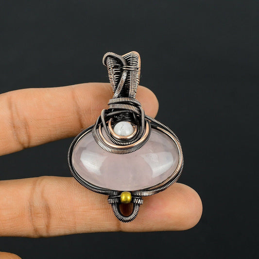 Pink Rose Quartz Gemstone Pendant