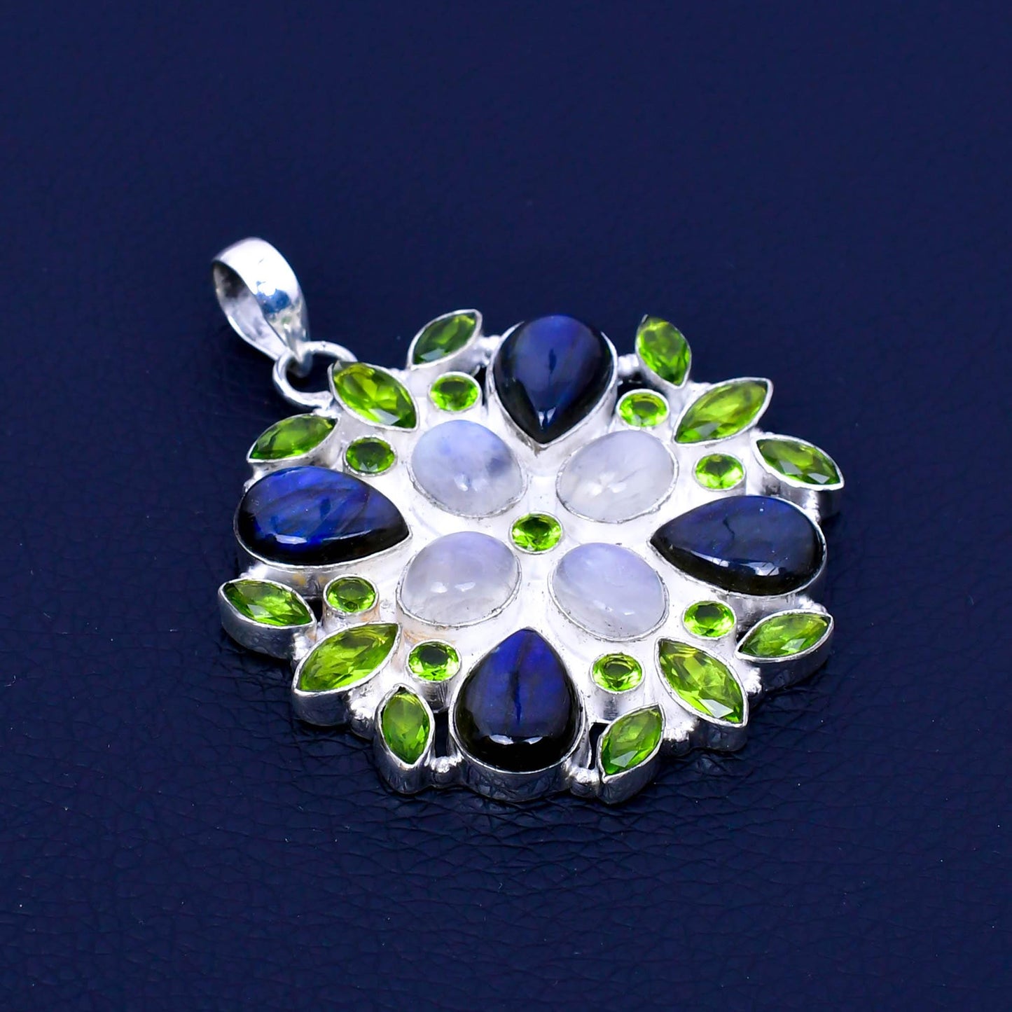 Multicolor Labradorite Moonstone Peridot Gemstone Pendant