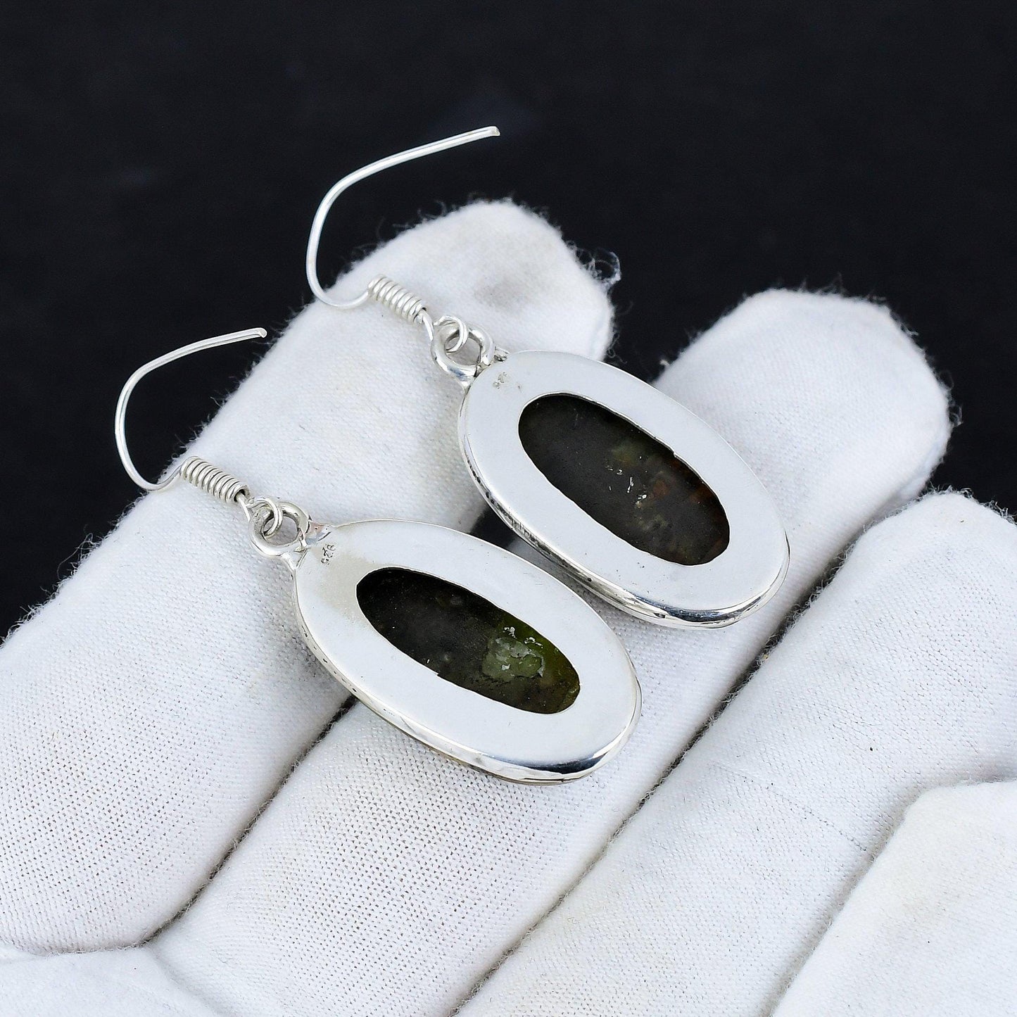 Green Chrome Chalcedony Gemstone Earrings