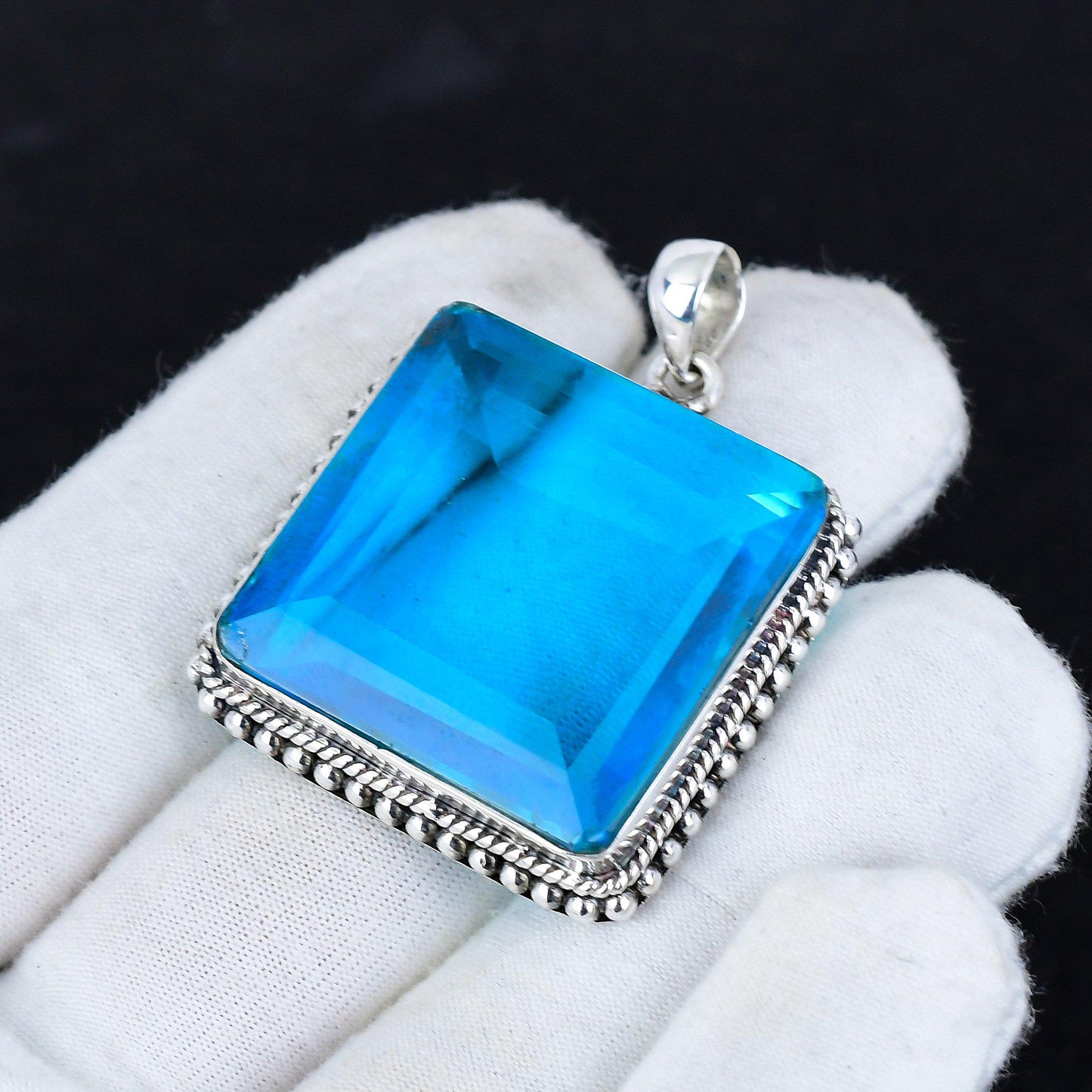Swiss Blue Topaz Gemstone Pendant