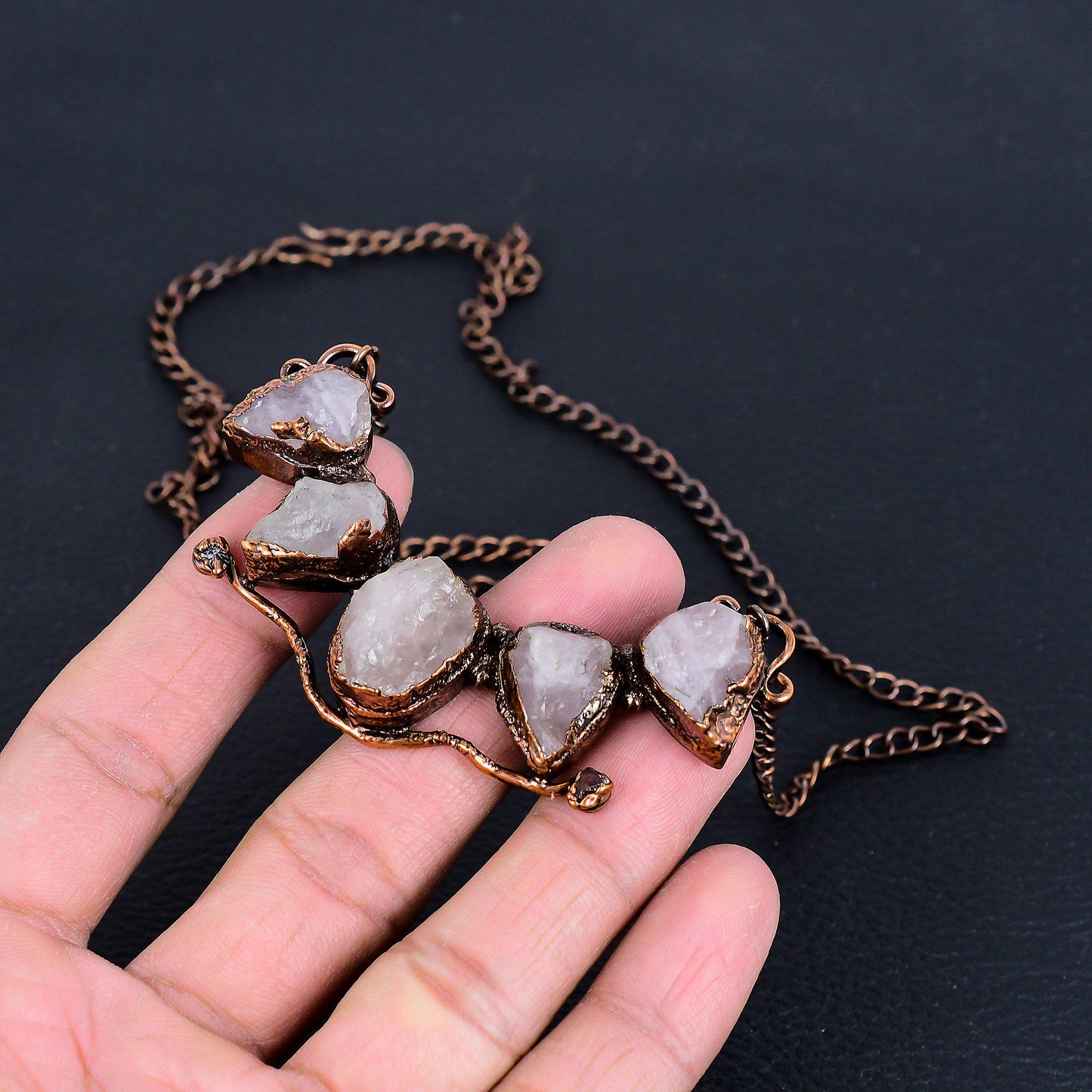 Pink Rose Quartz Gemstone Necklace