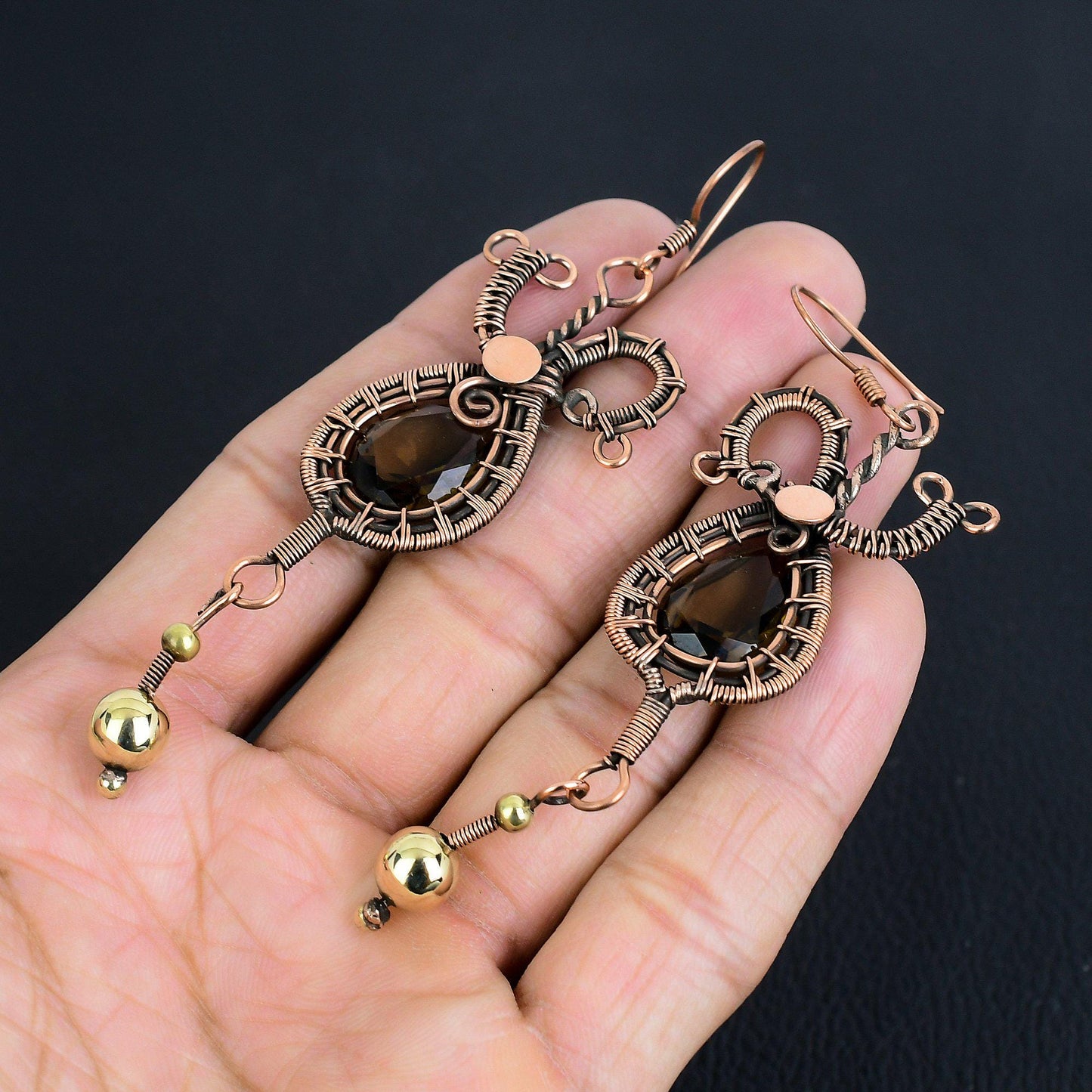 Brown Smoky Topaz Gemstone Earrings