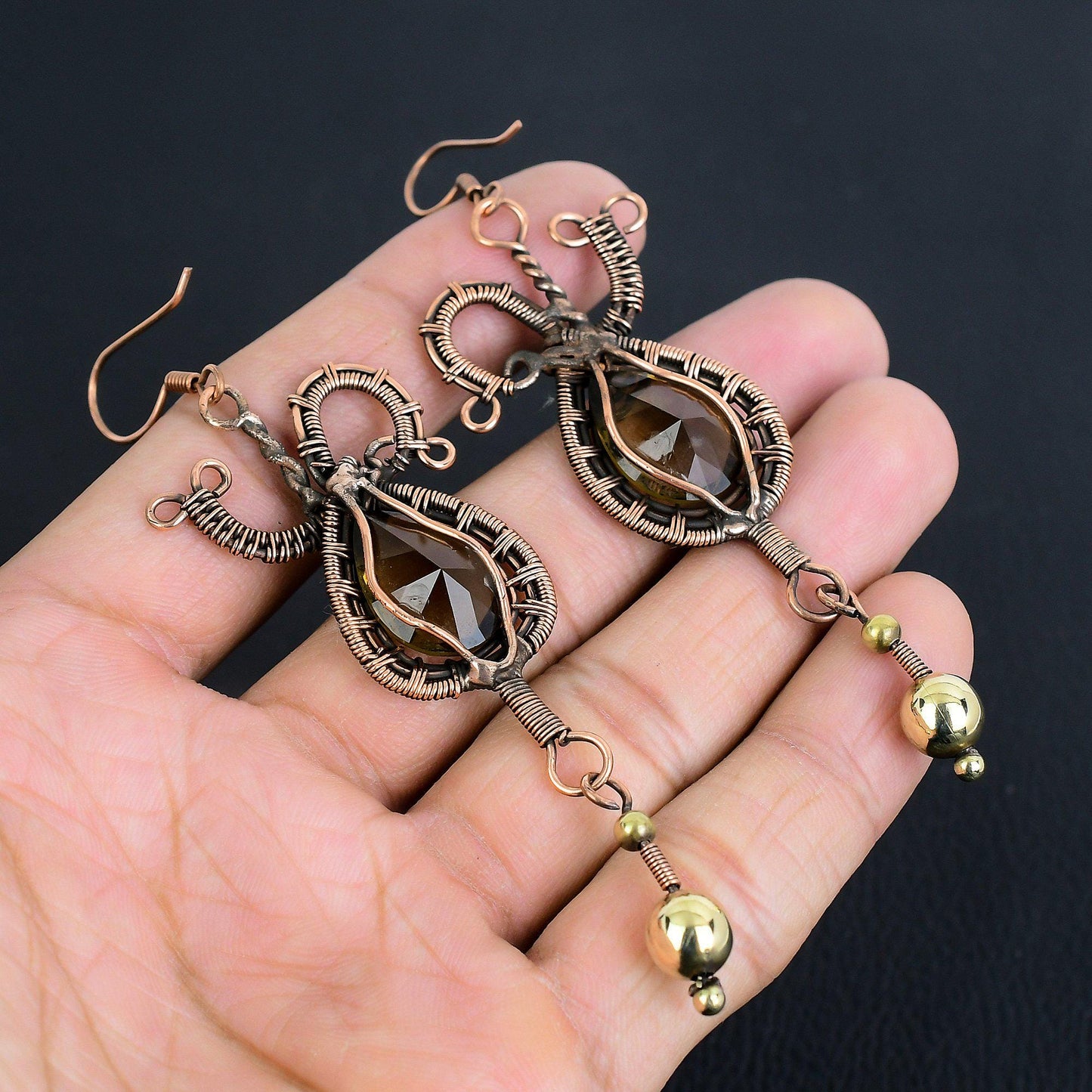 Brown Smoky Topaz Gemstone Earrings