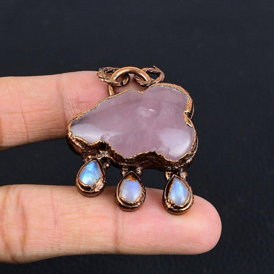 Rose Quartz Gemstone Cloud Pendant Necklace