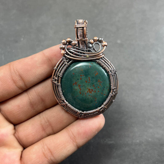 Green Bloodstone Gemstone Pendant
