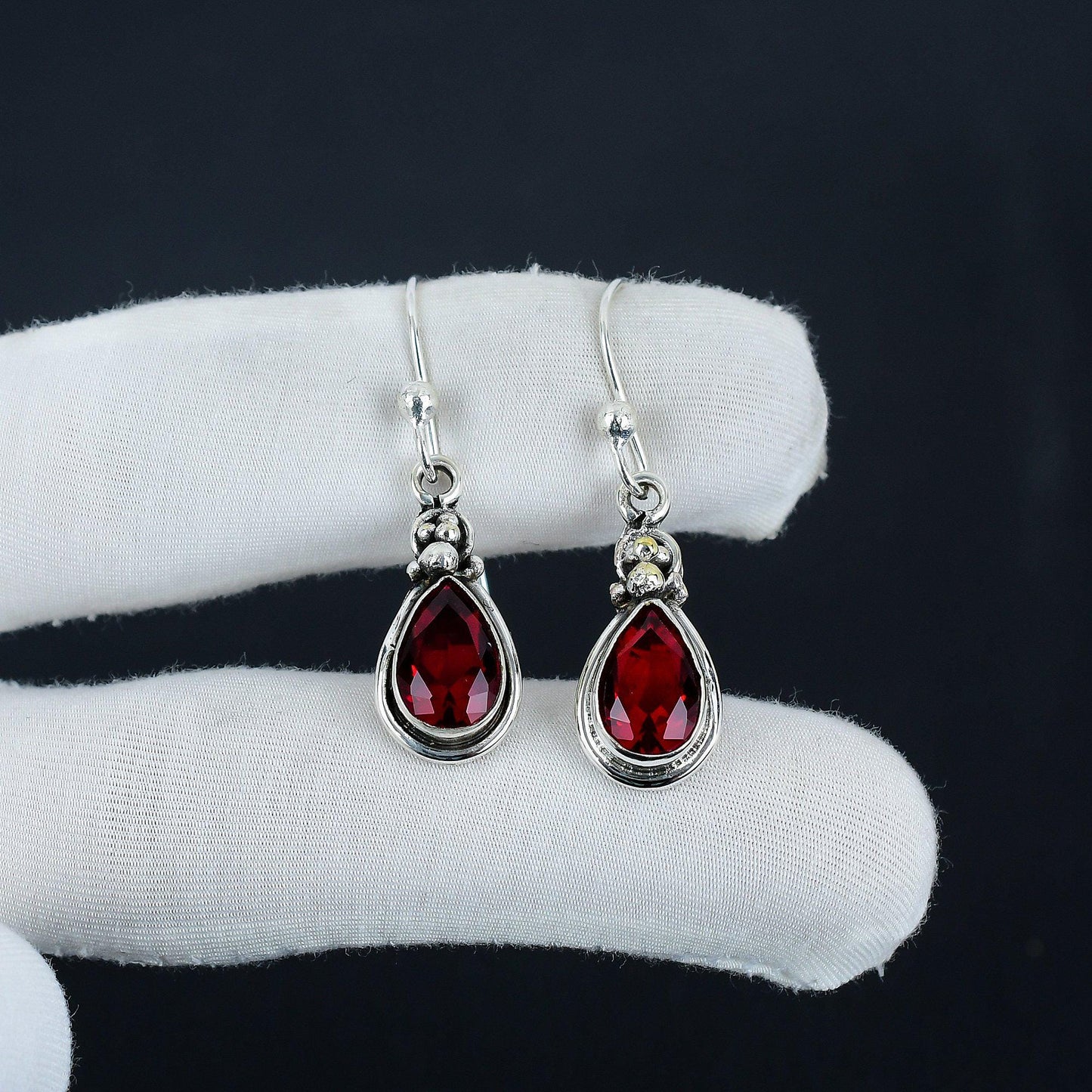 Red Garnet Gemstone Earrings