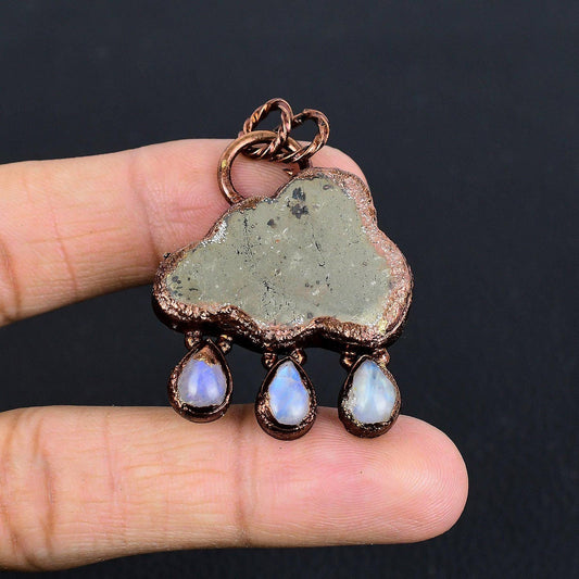 Golden Pyrite Moonstone Gemstone Pendant